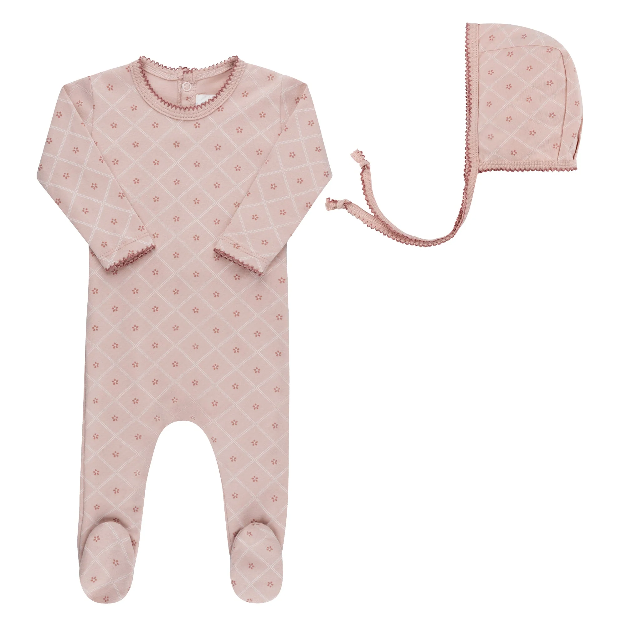 Diamond Print Collection - Footie + Bonnet - Image 4