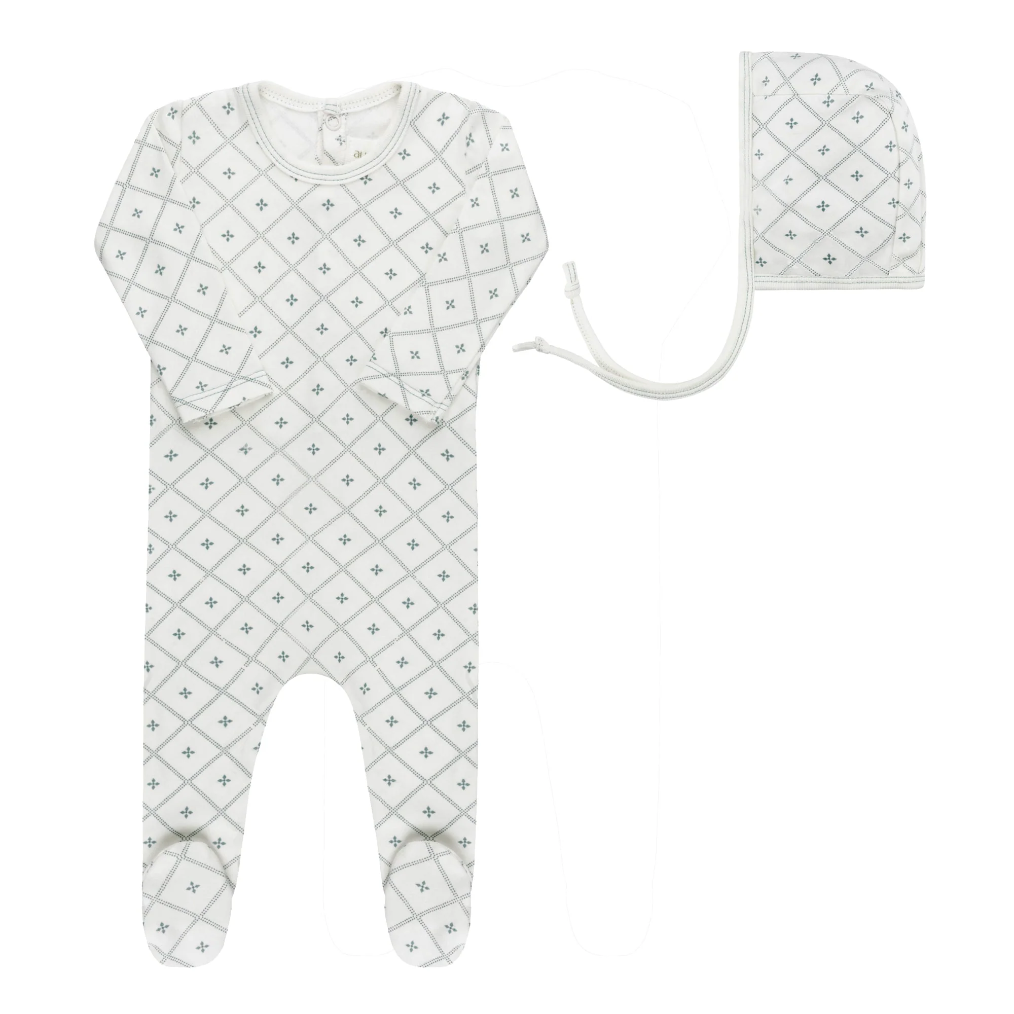 Diamond Print Collection - Footie + Bonnet - Image 5