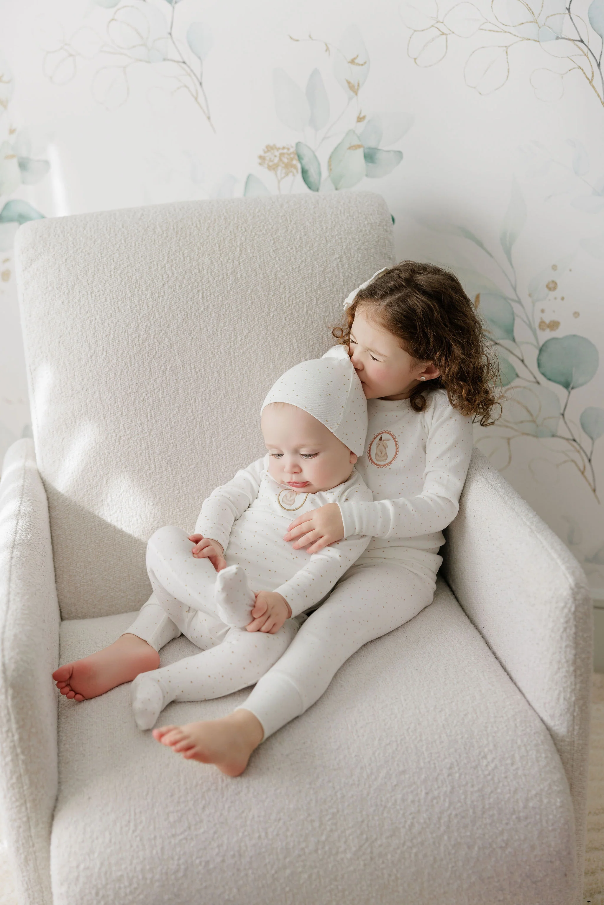 Baby Boy Footie and Beanie – Ivory Tan – Speckled Bunny - Image 3
