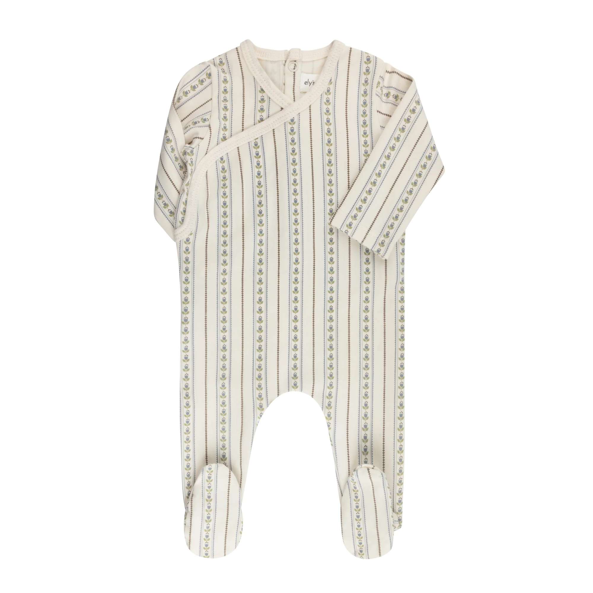 Baby Boy Footie - Ivory Blue - Linear Tulip