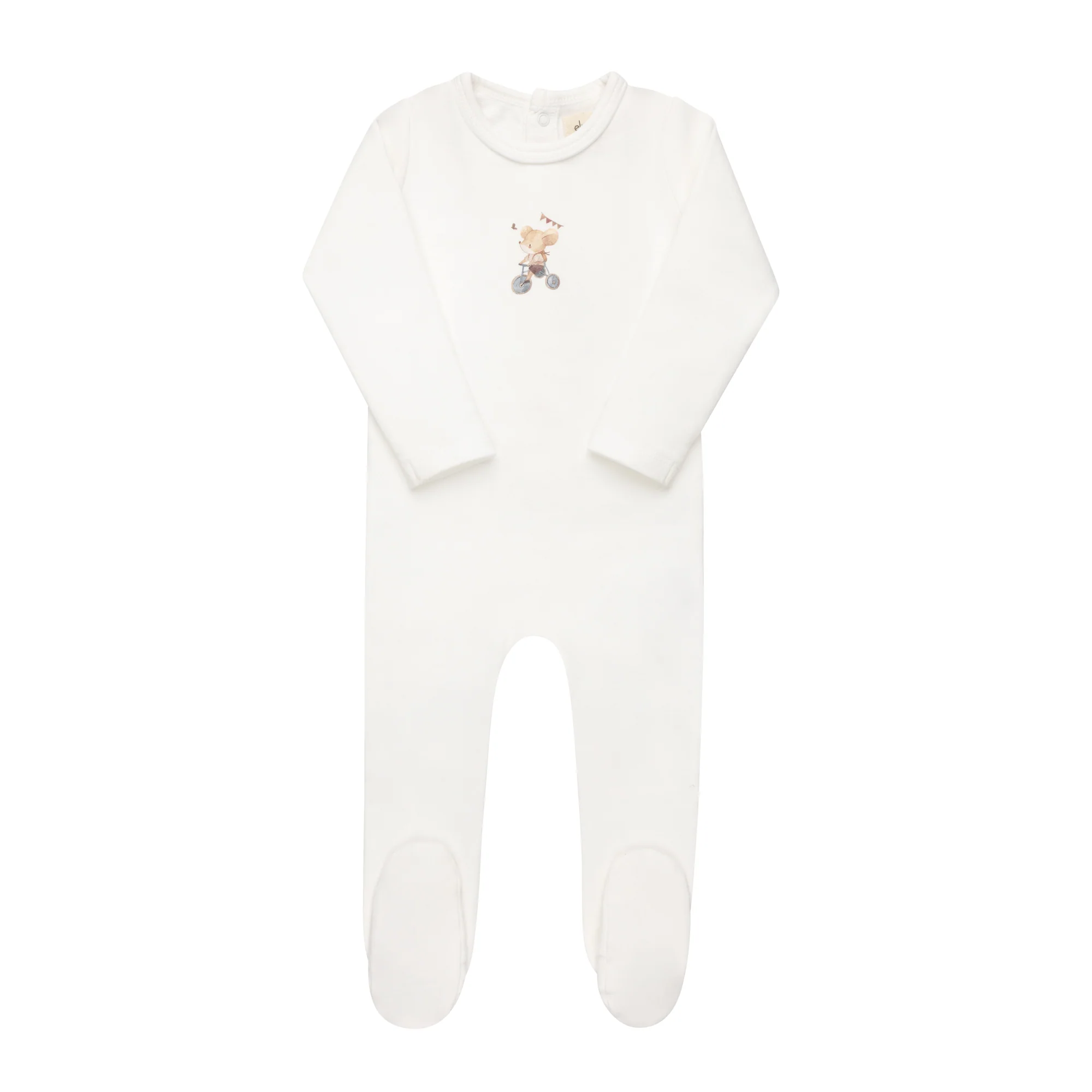 Baby Boy Footie – Ivory Blue – Playful Mouse