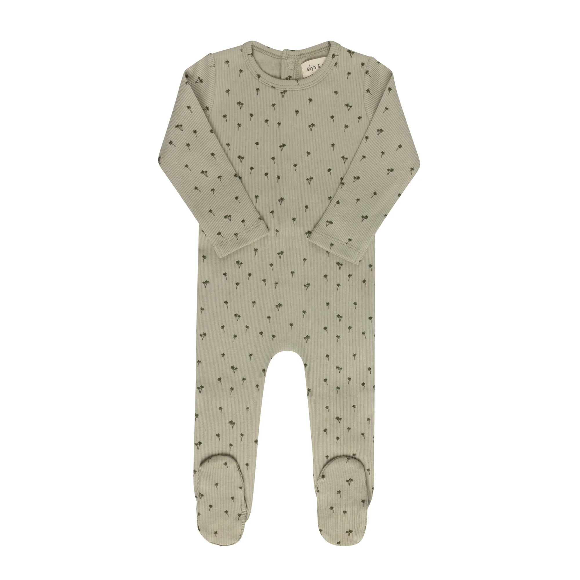Baby Boy Footie - Sage - Printed Palm Trees