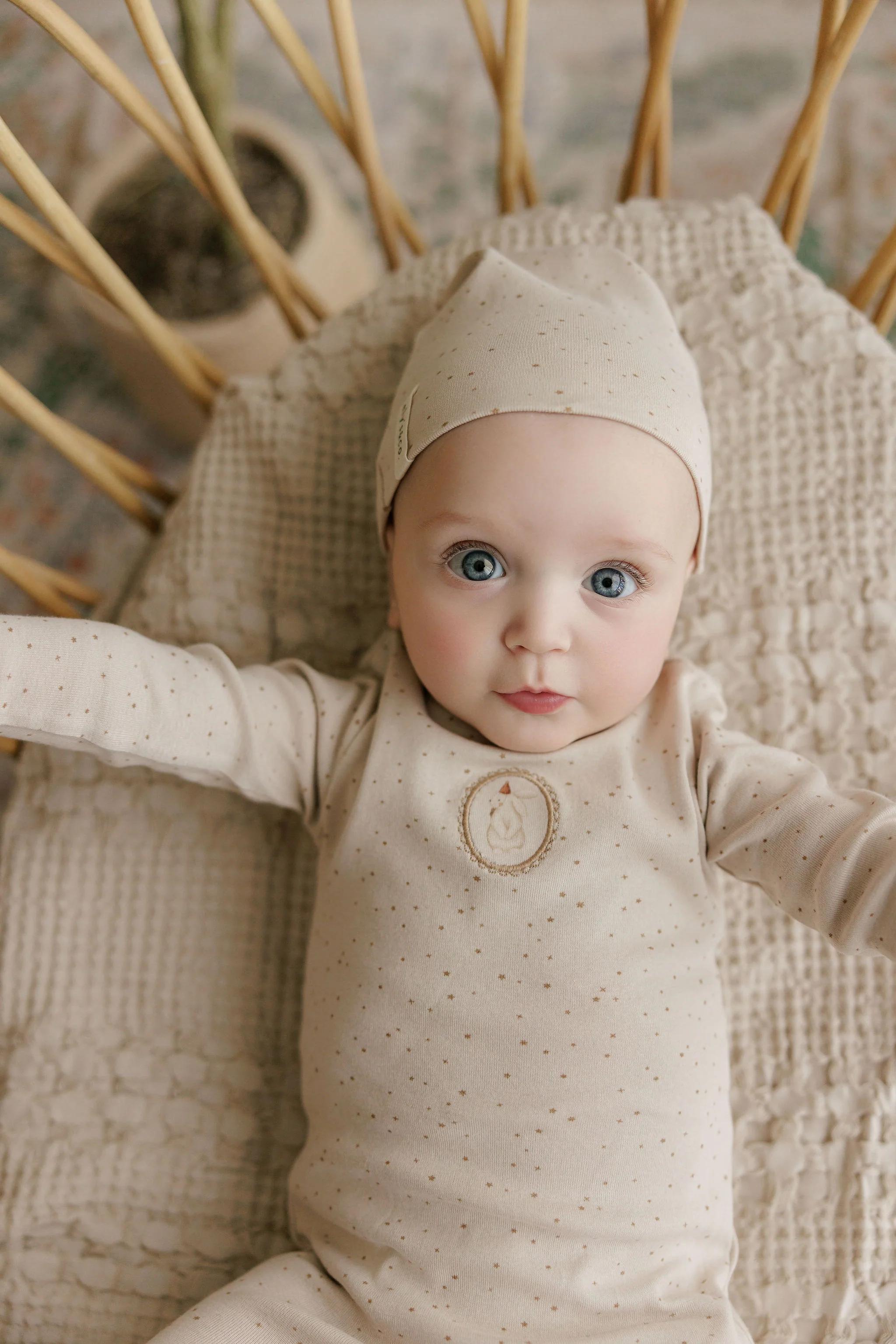 Baby Boy Footie – Tan – Speckled Bunny - Image 5