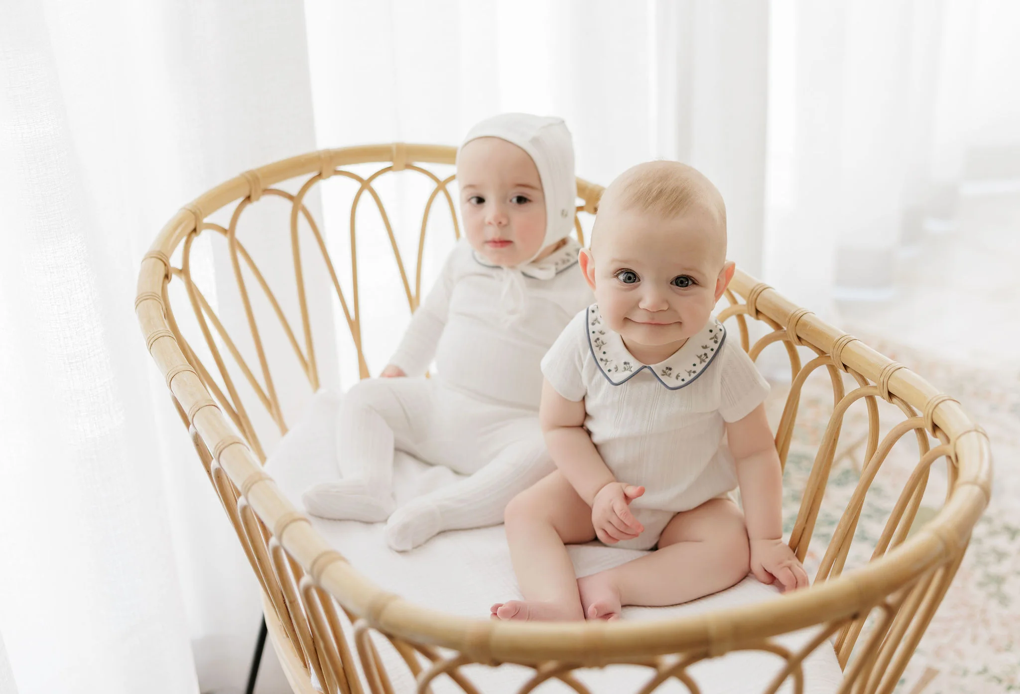 Baby Boy Layette Set – Ivory Blue – Embroidered Collar - Image 7