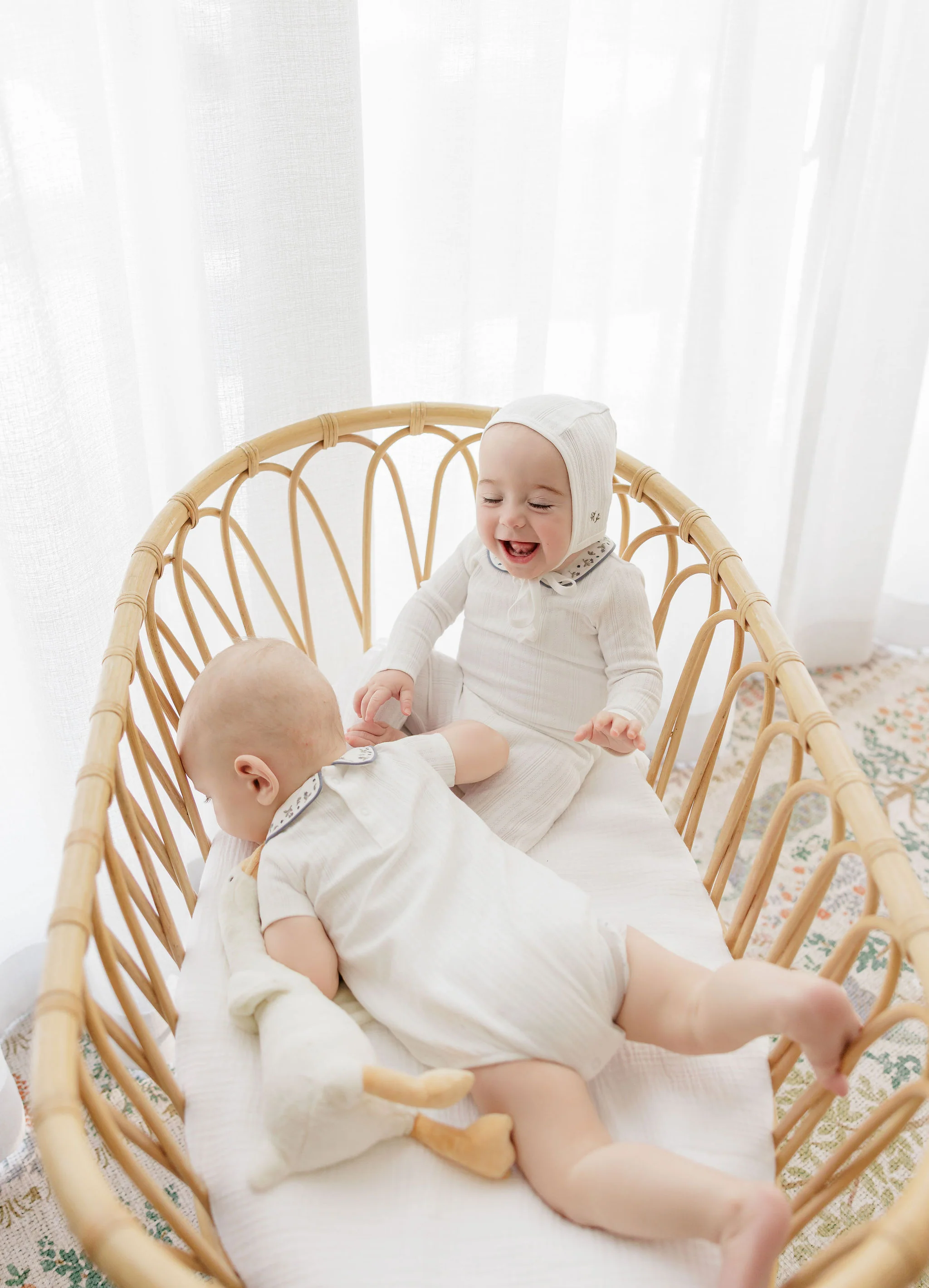 Baby Boy Layette Set – Ivory Blue – Embroidered Collar - Image 9