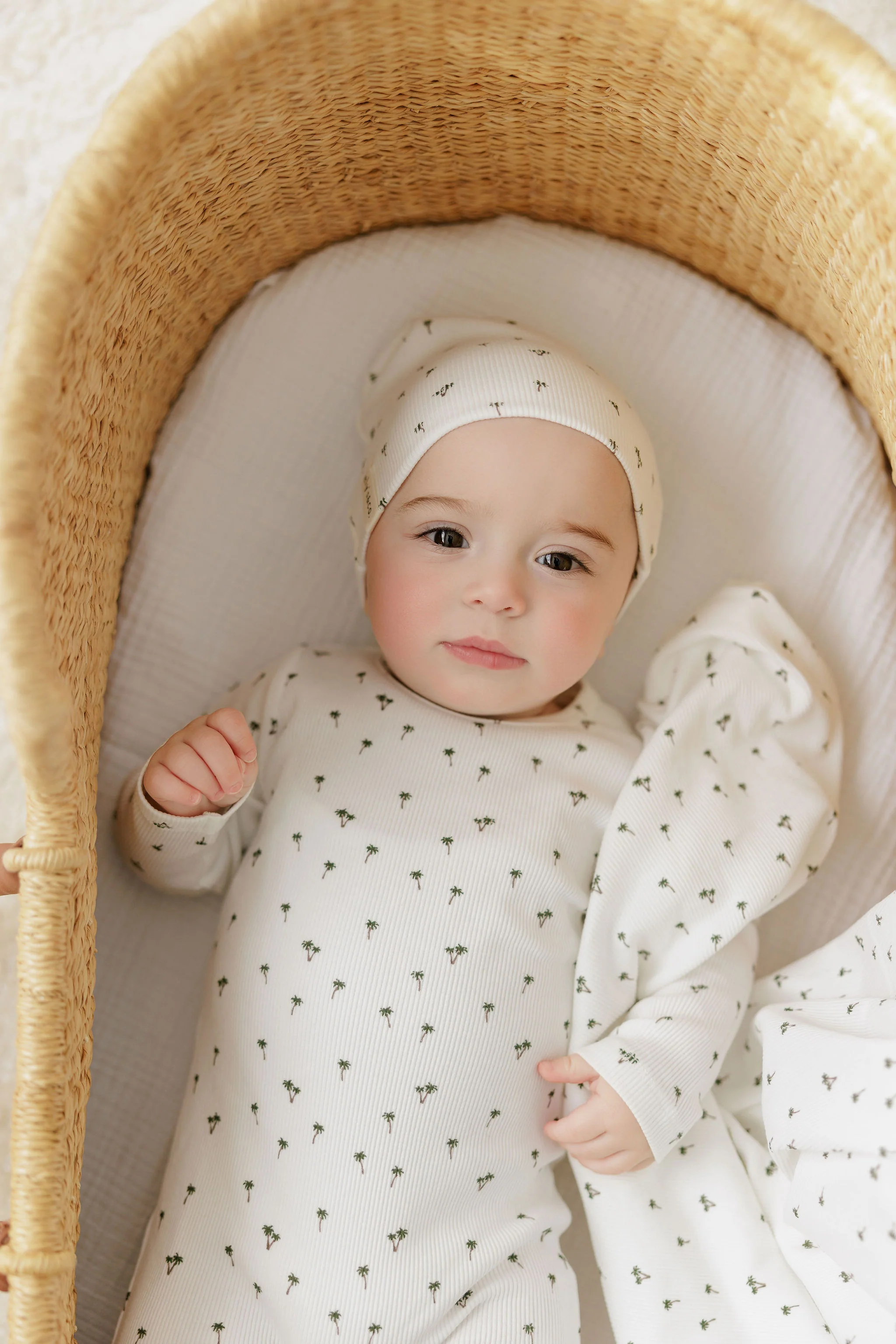 Baby Boy Layette Set - Ivory - Printed Palm Trees - Image 3