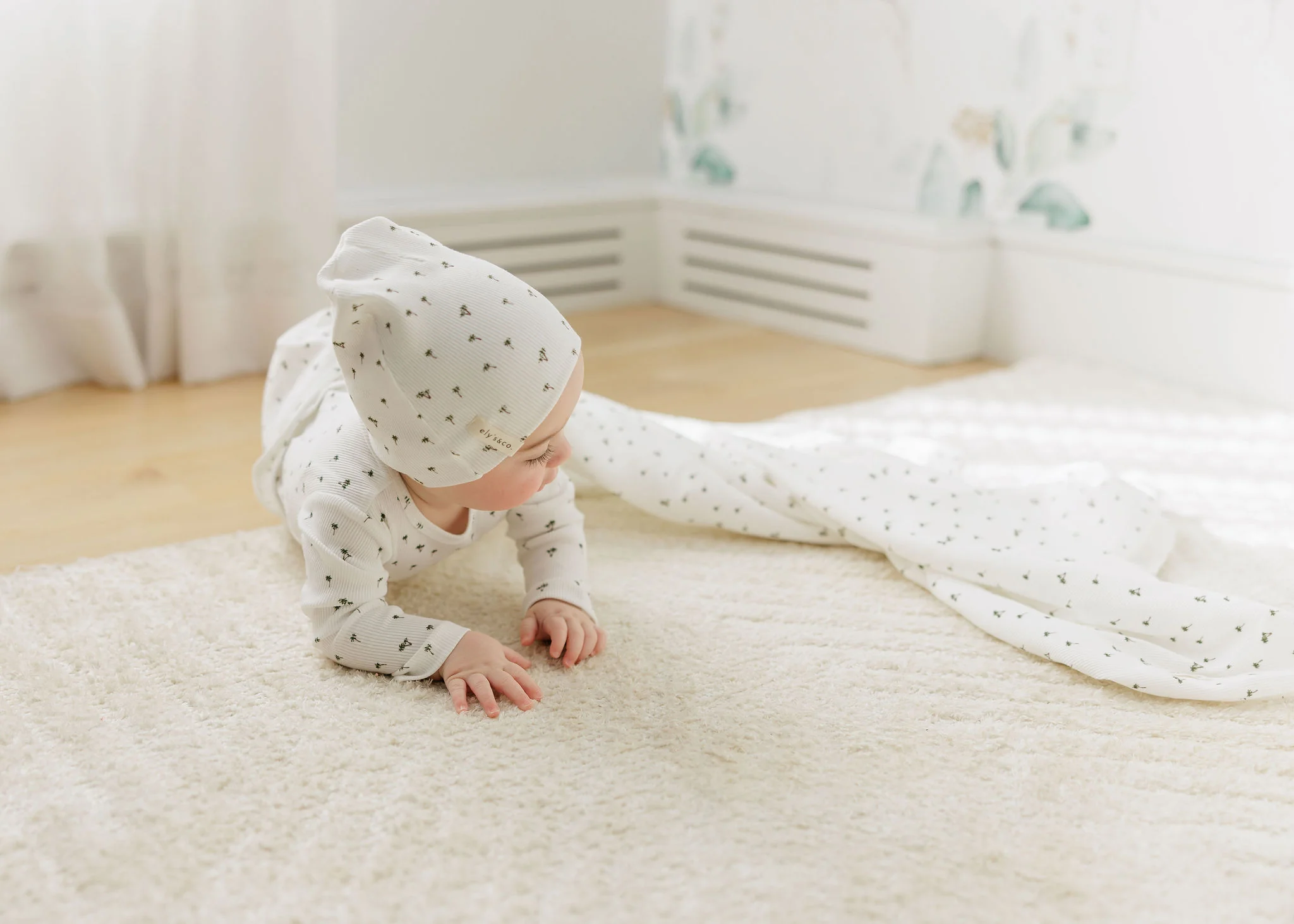 Baby Boy Layette Set - Ivory - Printed Palm Trees - Image 4
