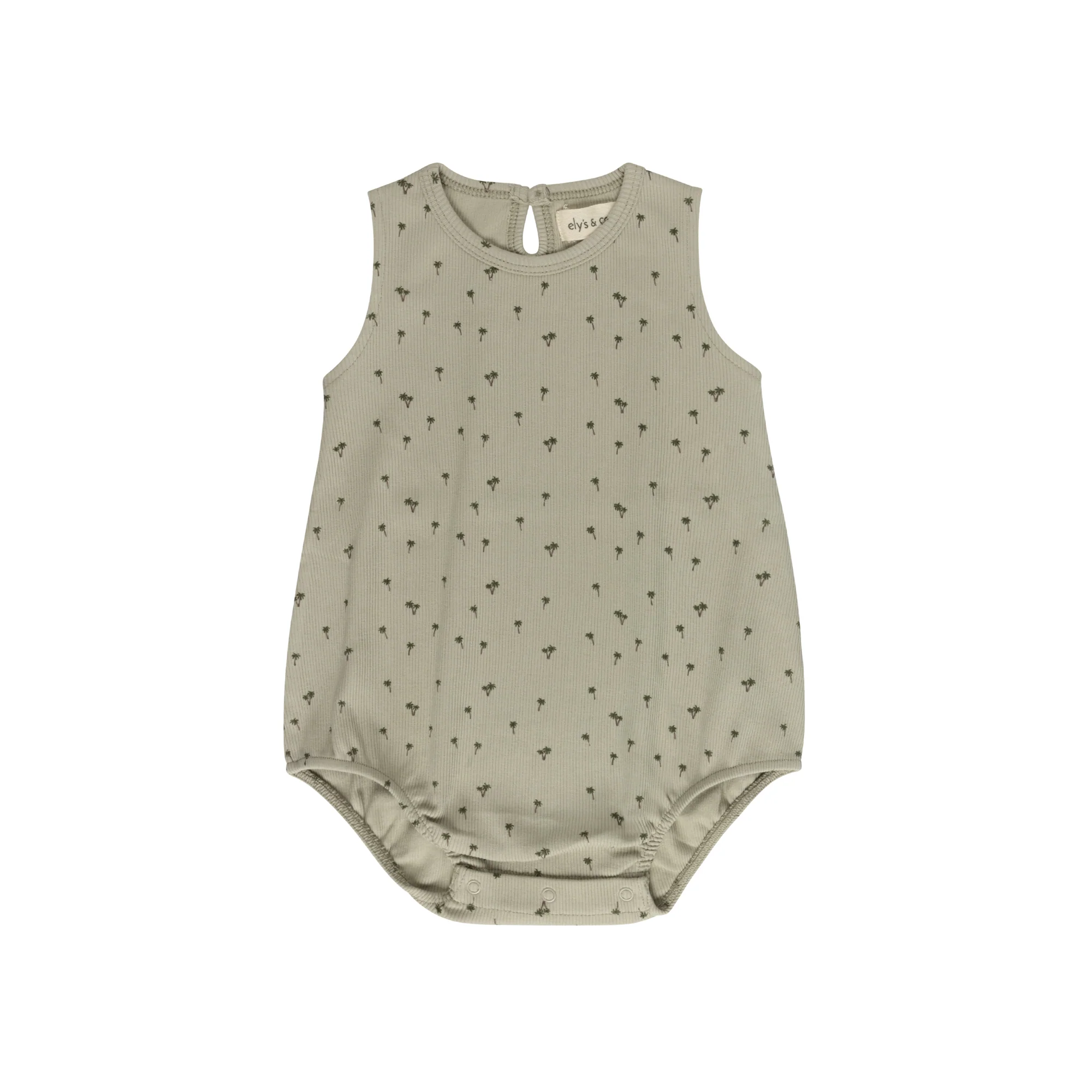 Baby Boy Romper - Sage - Printed Palm Trees
