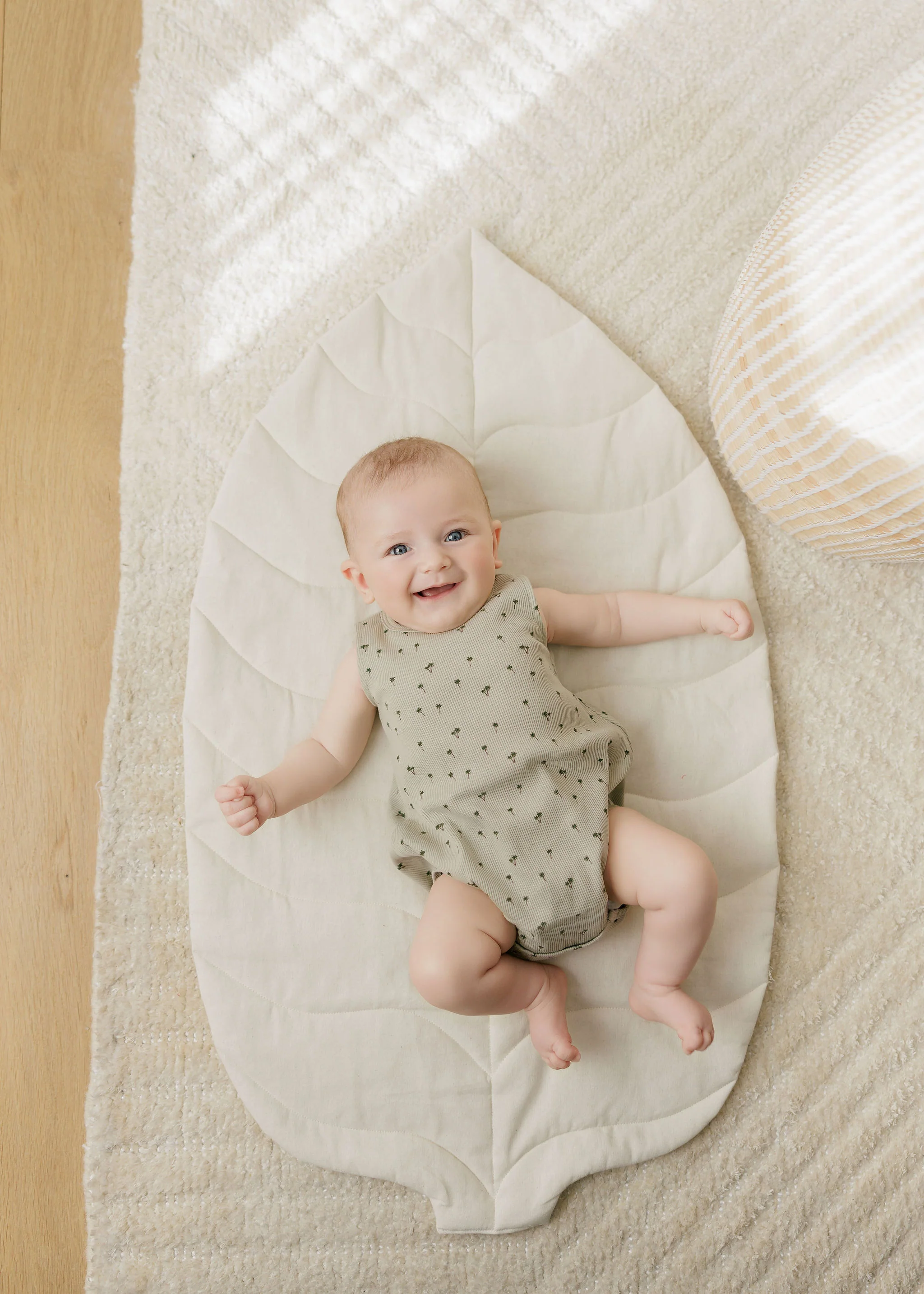 Baby Boy Romper - Sage - Printed Palm Trees - Image 2