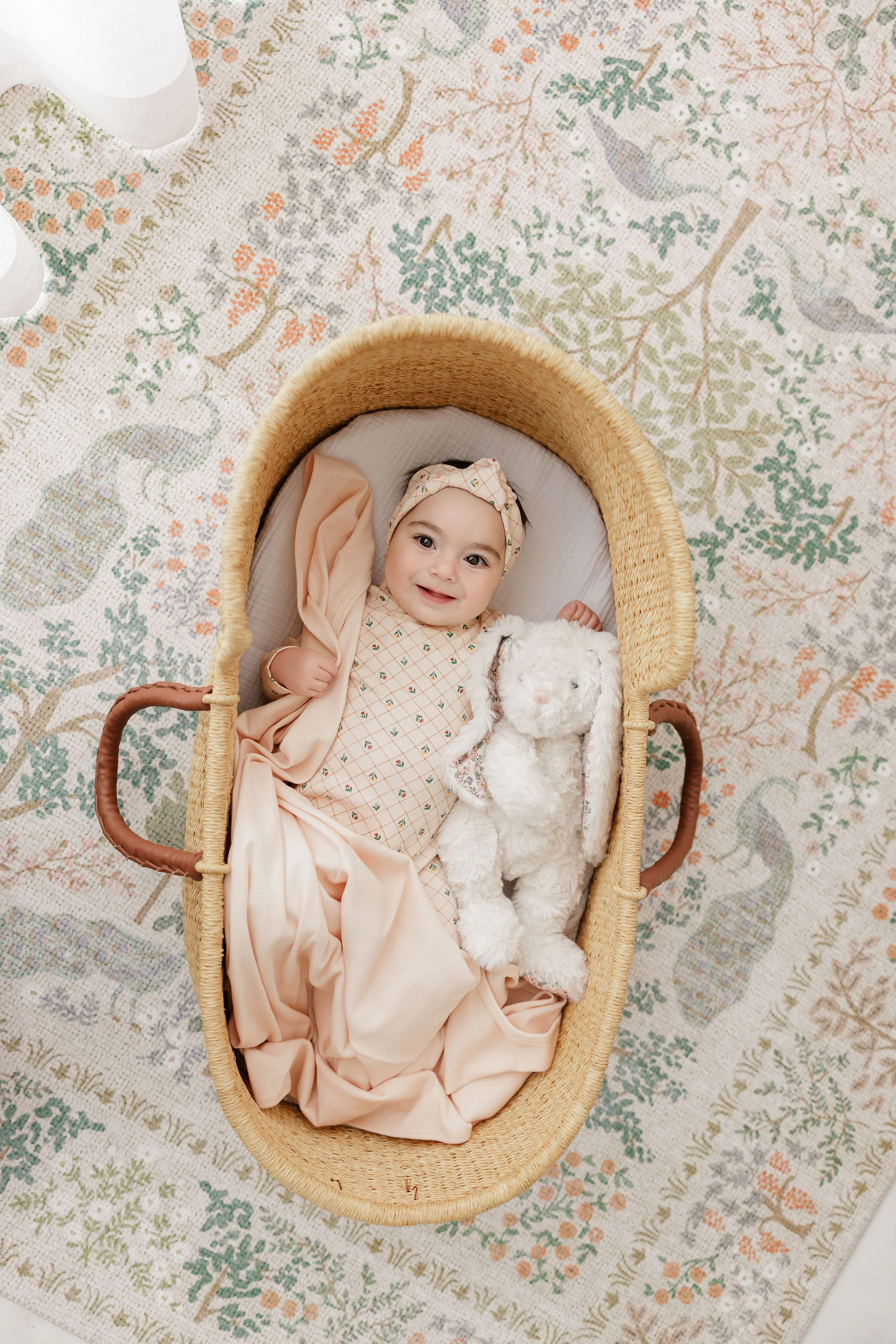 Baby Girl Layette Set - Pink - Floral Grid - Image 4