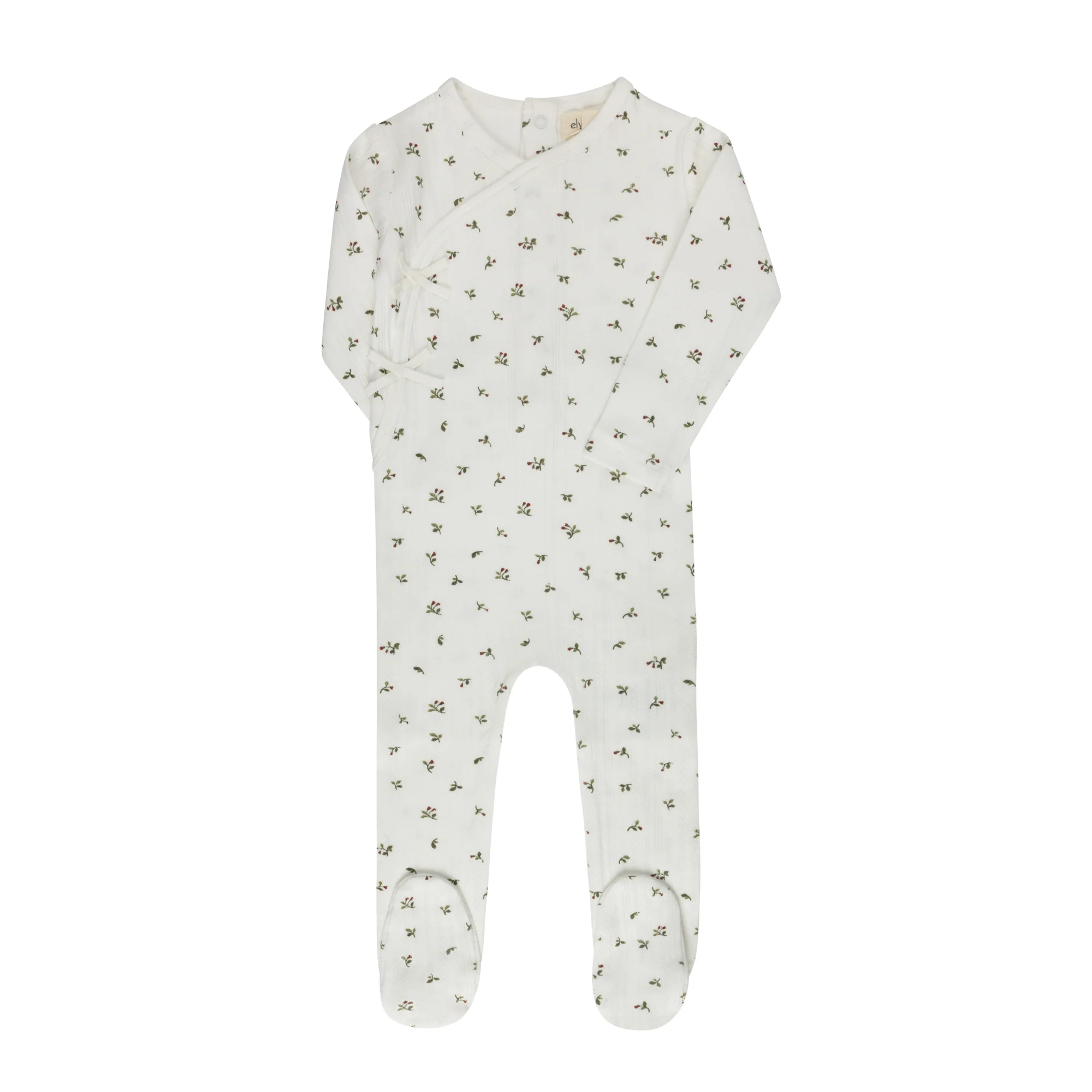 Baby Girl Footie – Ivory Pink – Floral Pointelle