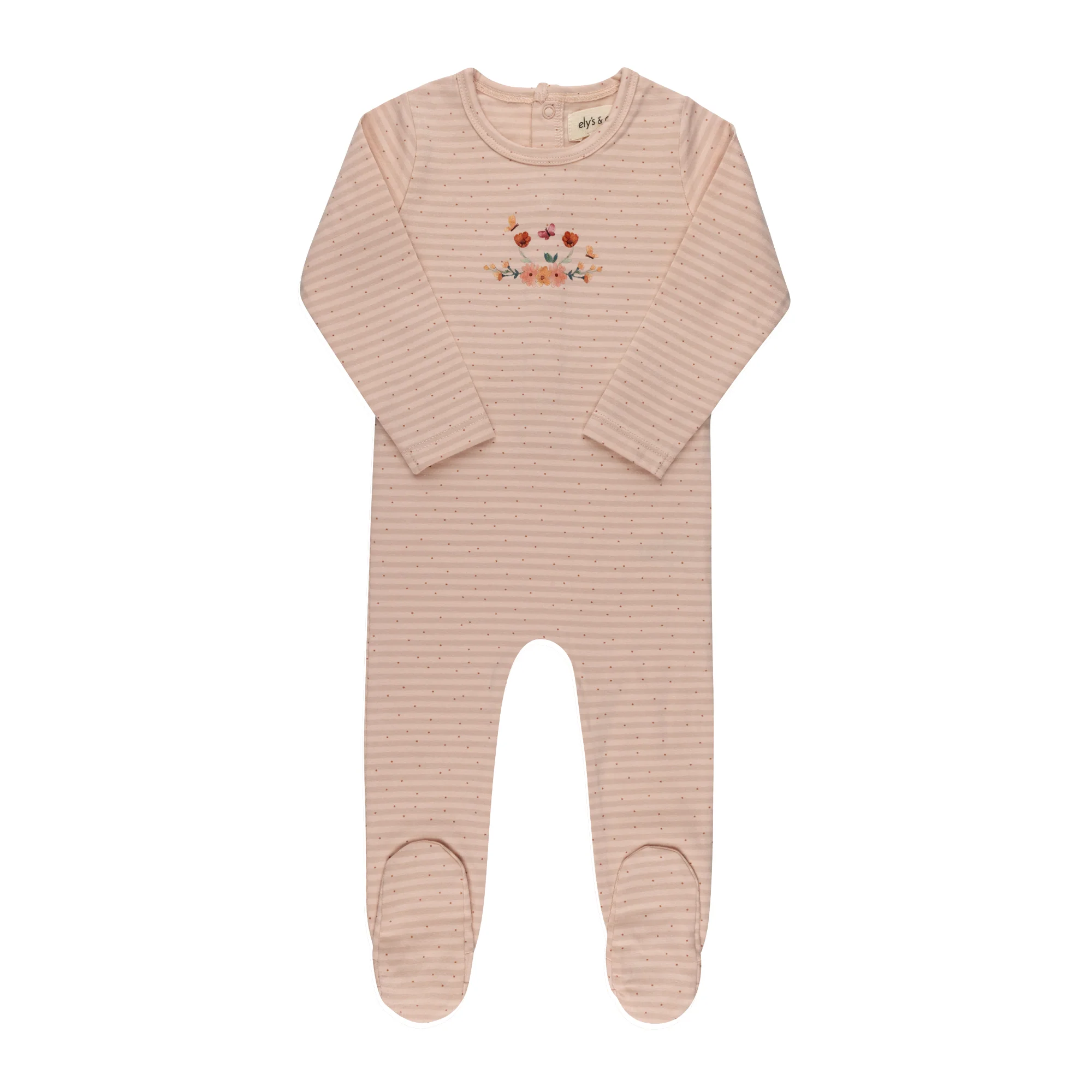 Baby Girl Footie - Pink - Floral Stripe