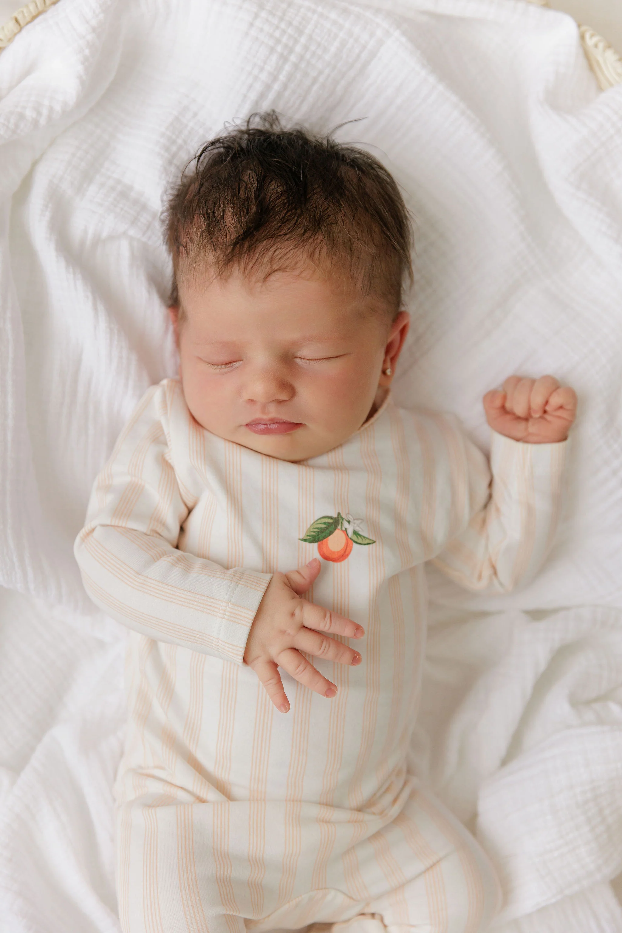 Baby Girl Footie and Beanie – Peach - Image 3