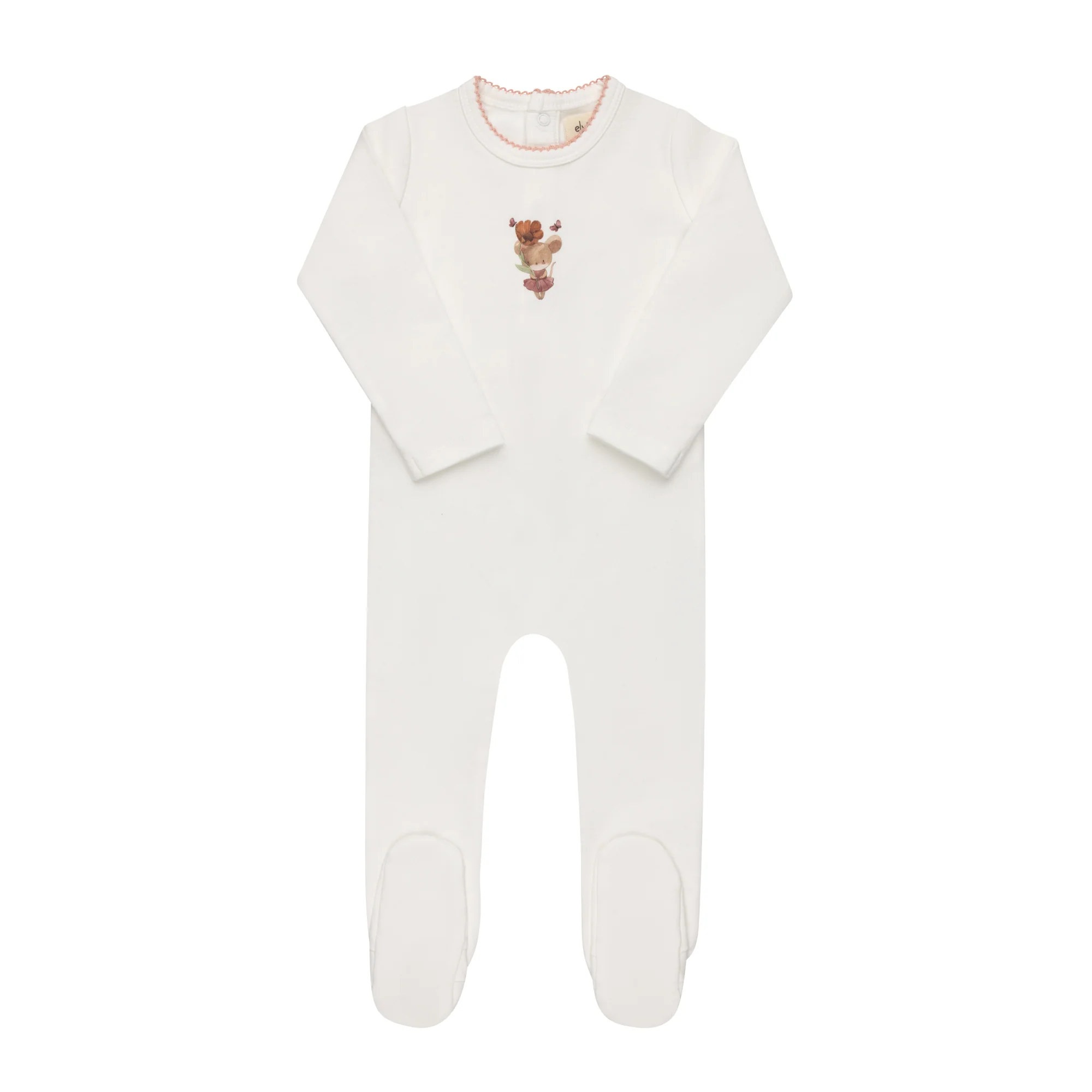 Baby Girl Footie – Ivory Pink – Playful Mouse
