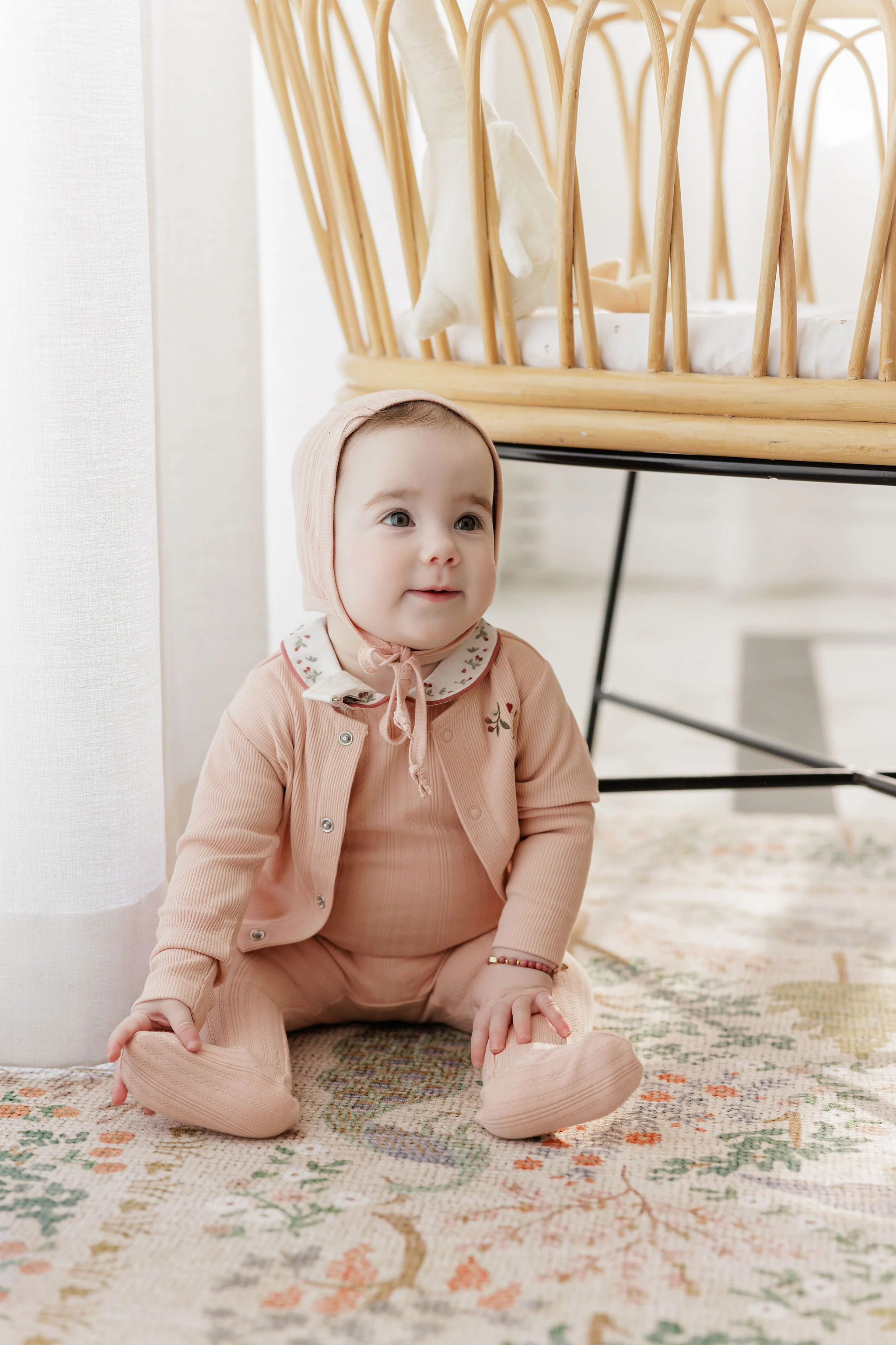 Baby Girl Layette Set – Pink – Embroidered Collar - Image 3