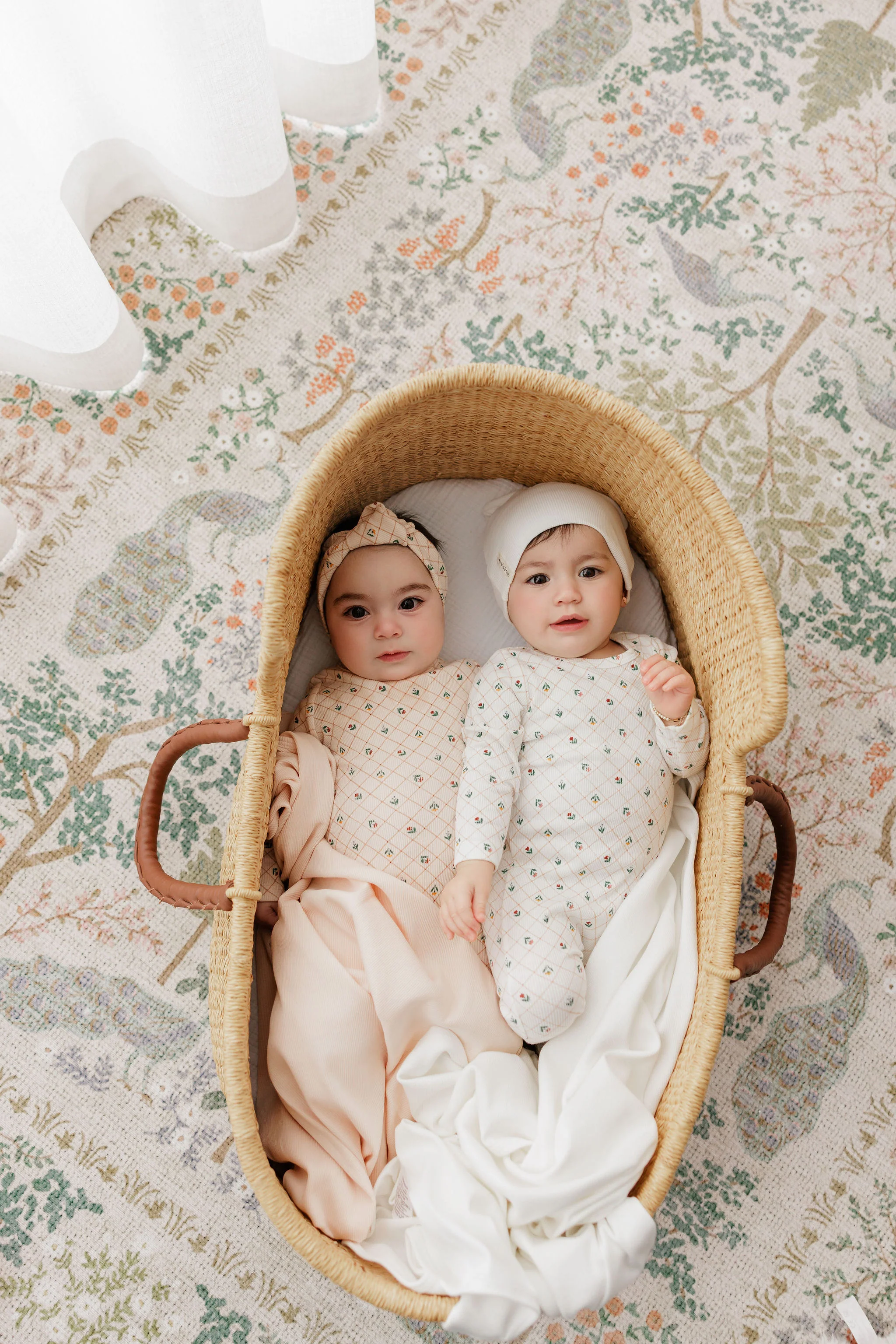Baby Girl Layette Set - Ivory - Floral Grid - Image 3