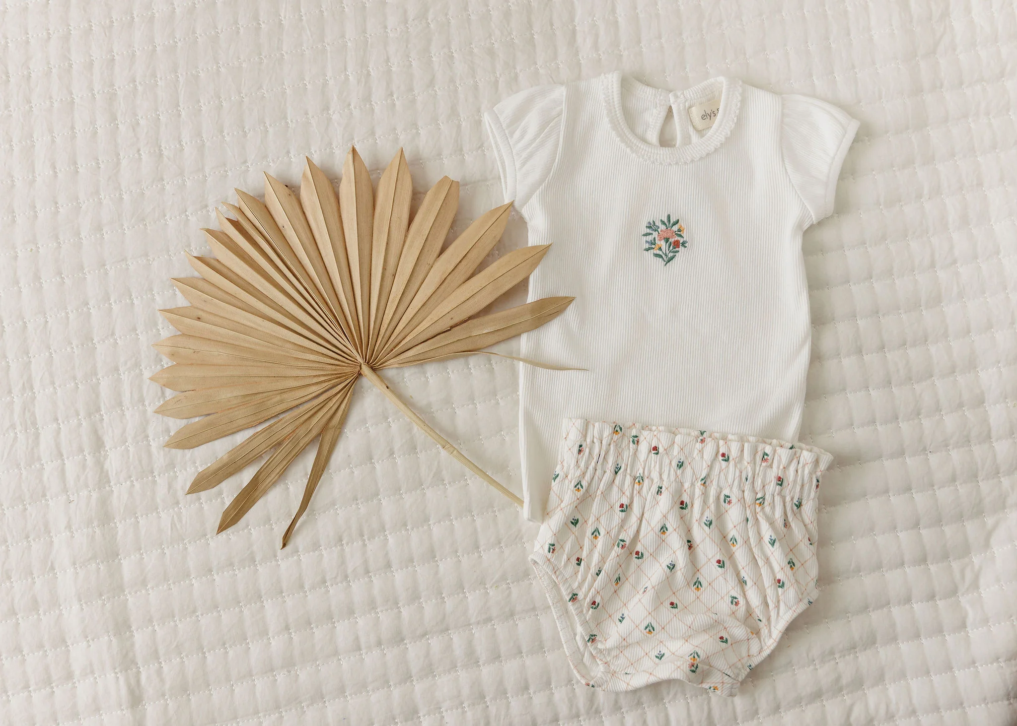 Baby Girl Layette Set - Ivory - Floral Grid - Image 6