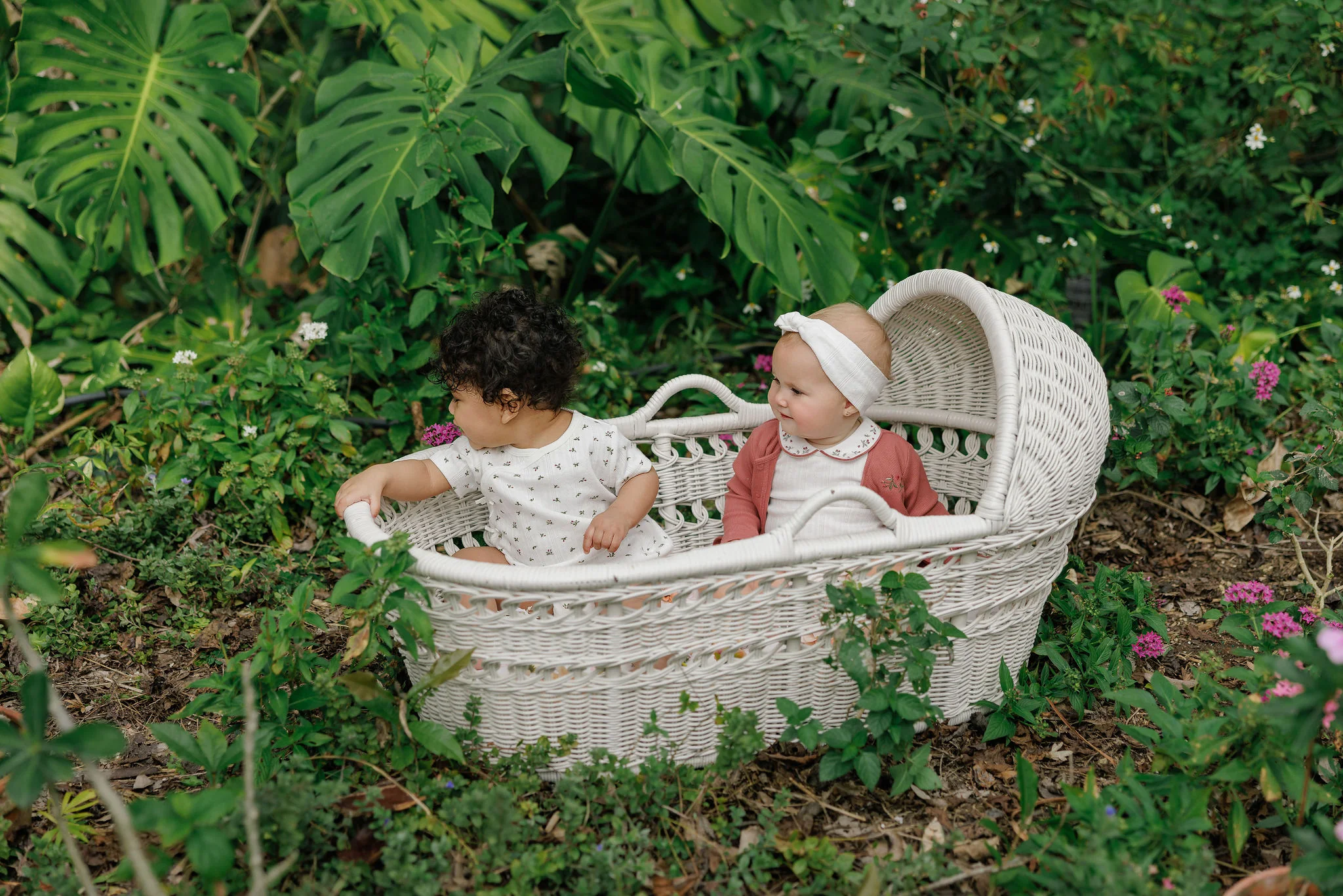 Baby Girl Layette Set – Ivory Pink – Floral Pointelle - Image 2