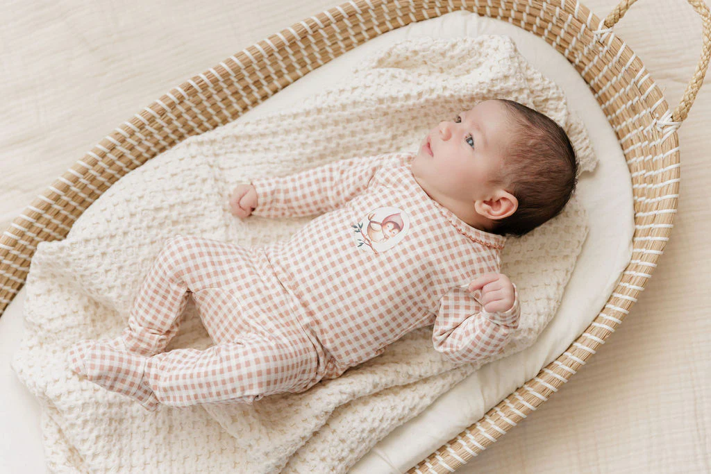 Baby Girl Layette Set - Mauve - Gingham Owl - Image 3