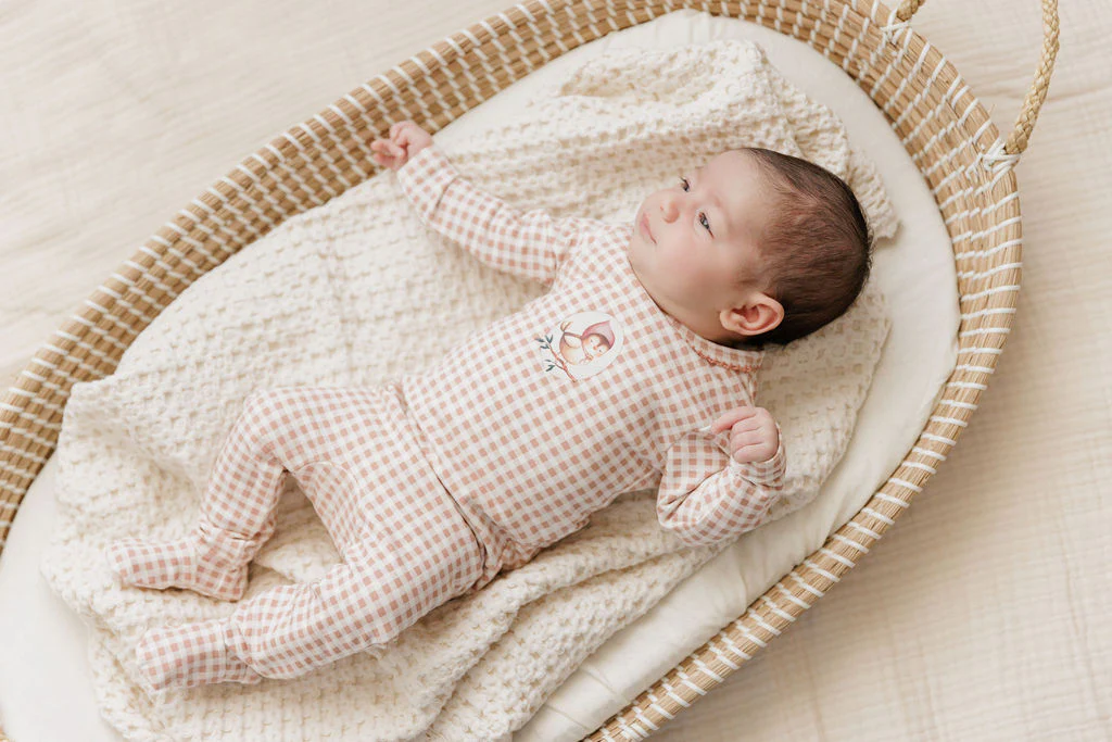Baby Girl Layette Set - Mauve - Gingham Owl - Image 4