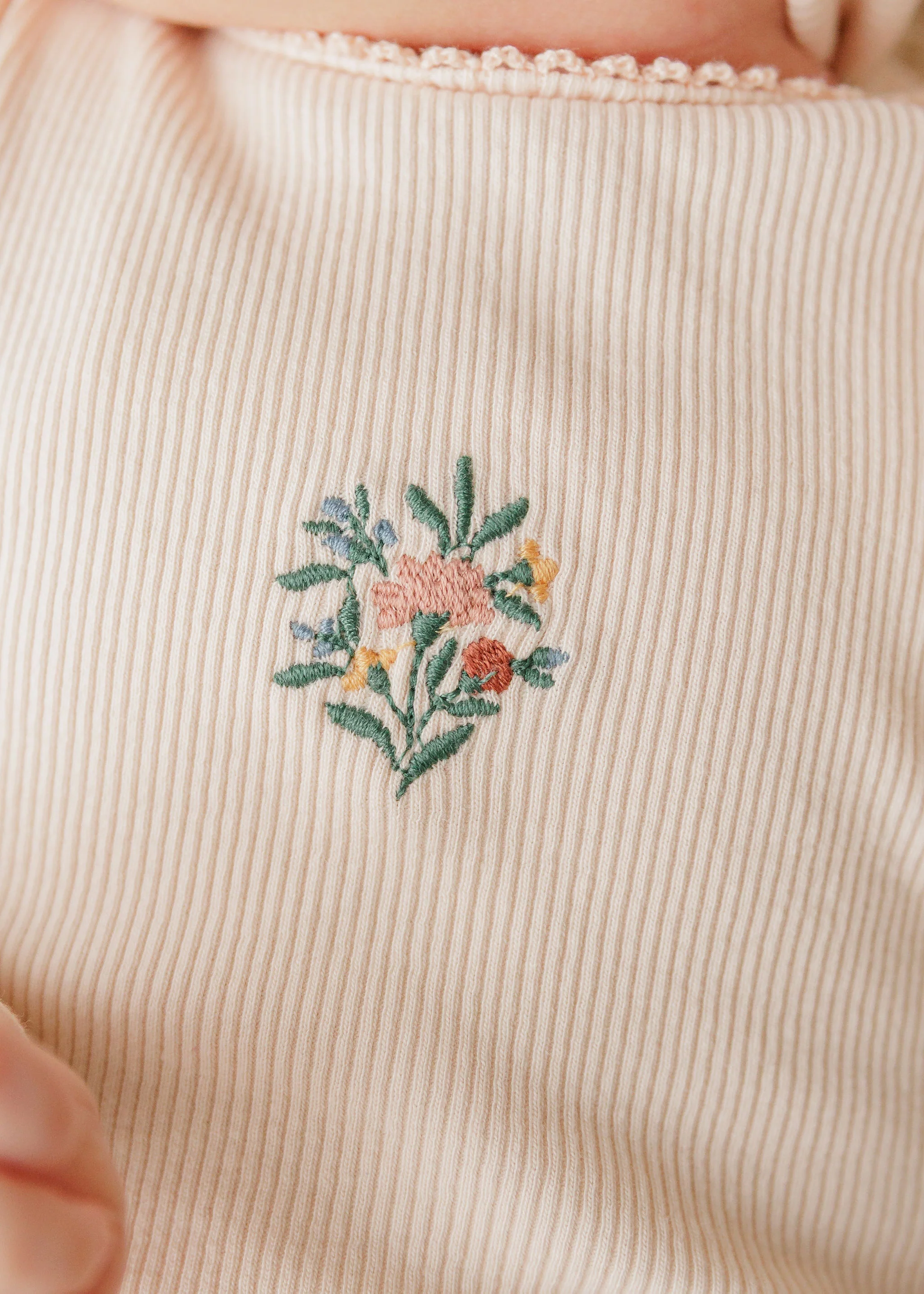 Baby Girl Romper - Pink - Embroidered Florals - Image 3