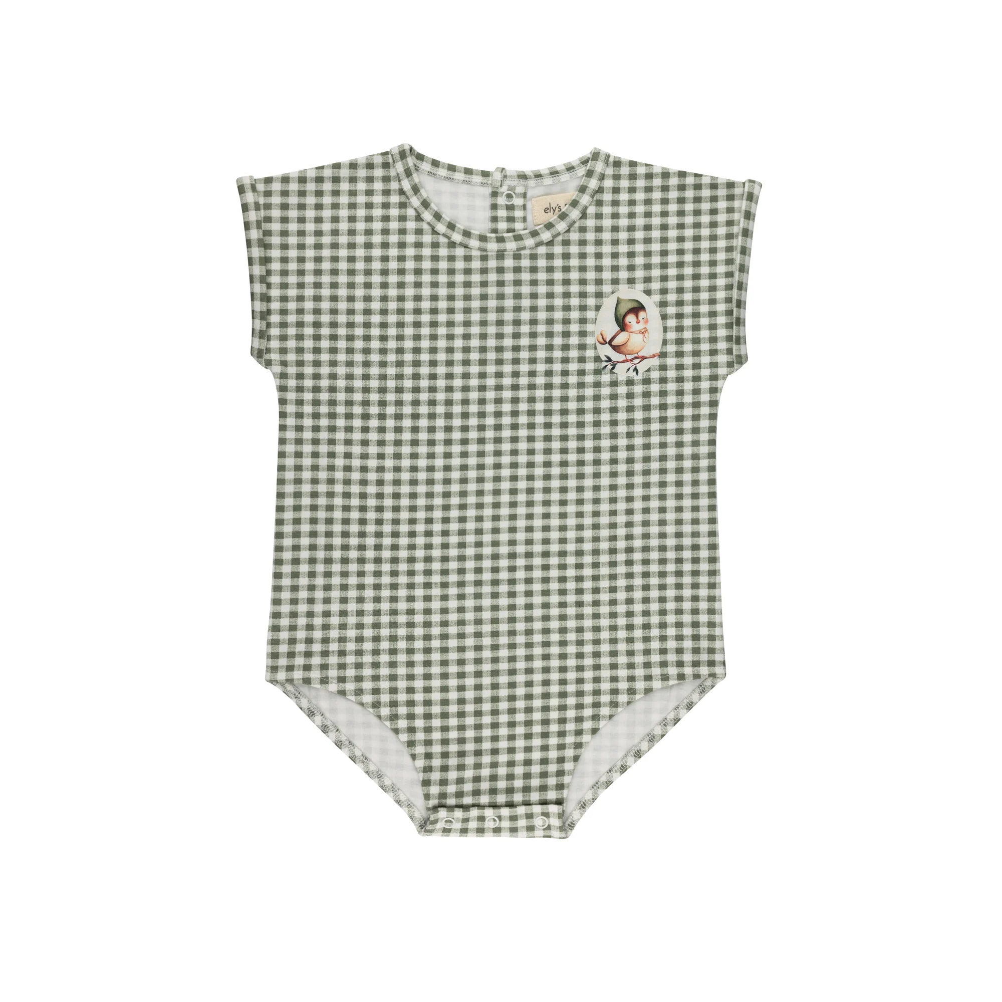 Romper - Sage - Gingham Owl