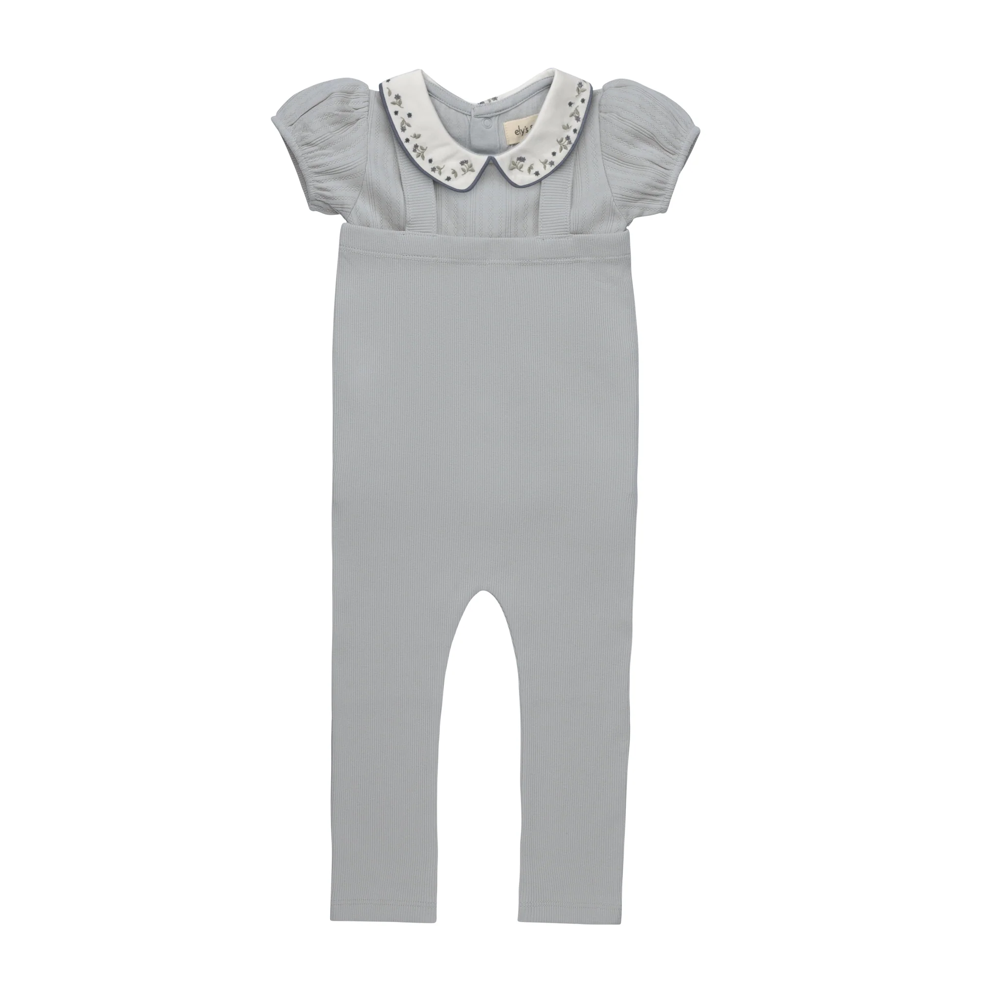 Boys T-shirt and Overalls – Blue – Embroidered Collar - Image 3