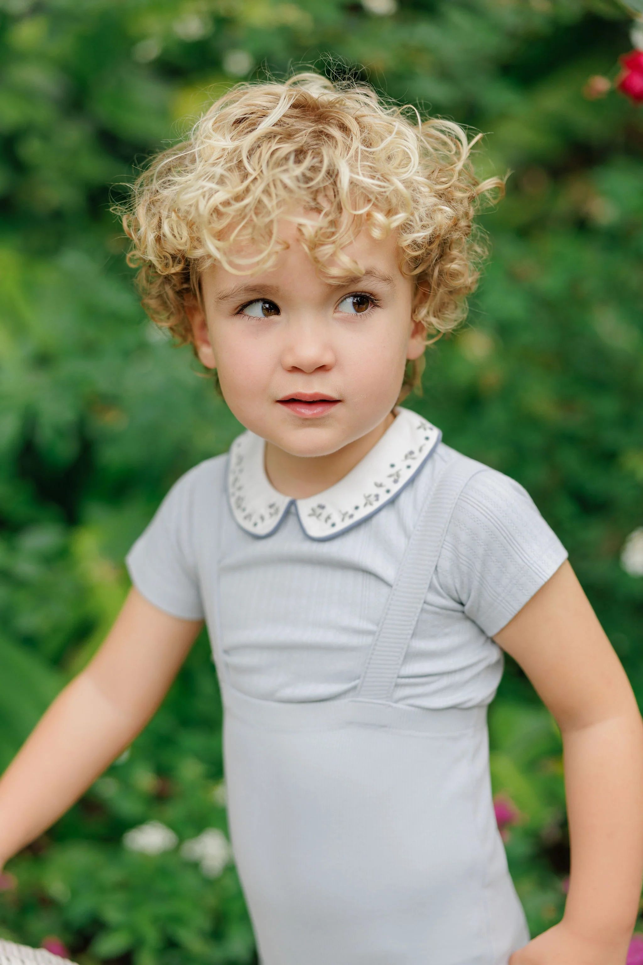 Boys T-shirt and Overalls – Blue – Embroidered Collar - Image 6