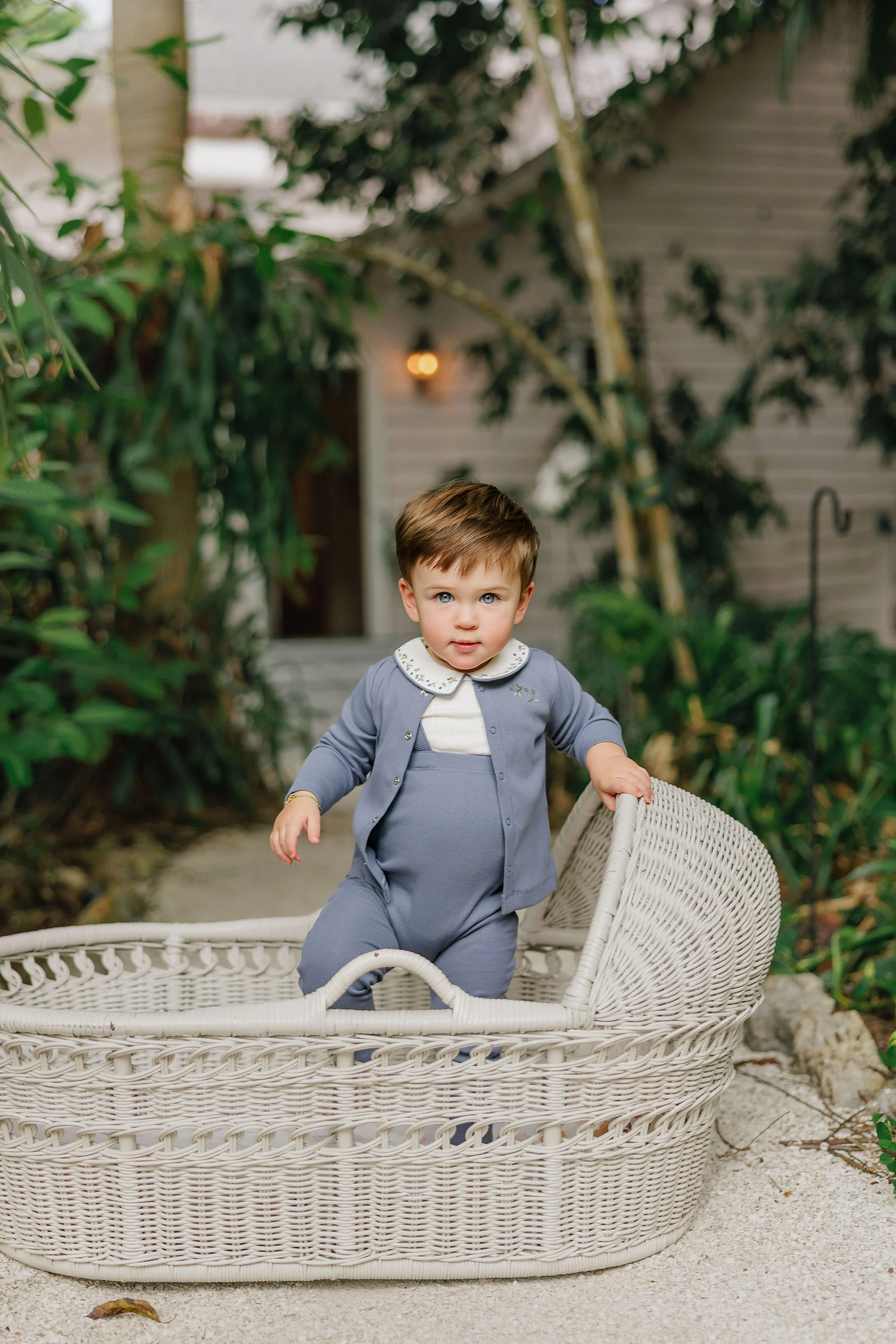 Boys T-shirt and Overalls – Ivory Blue – Embroidered Collar - Image 6