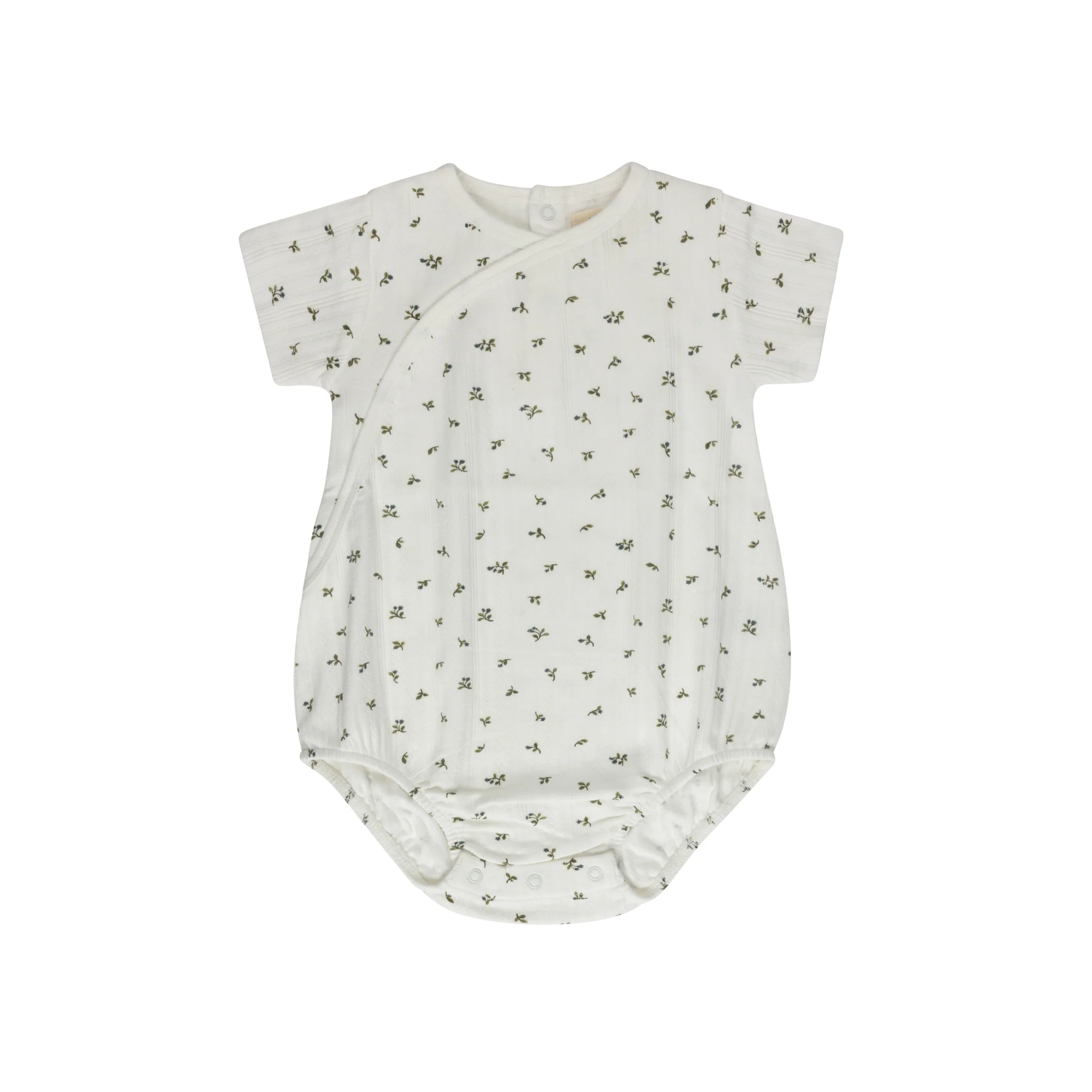 Boys Romper – Ivory Blue – Floral Pointelle