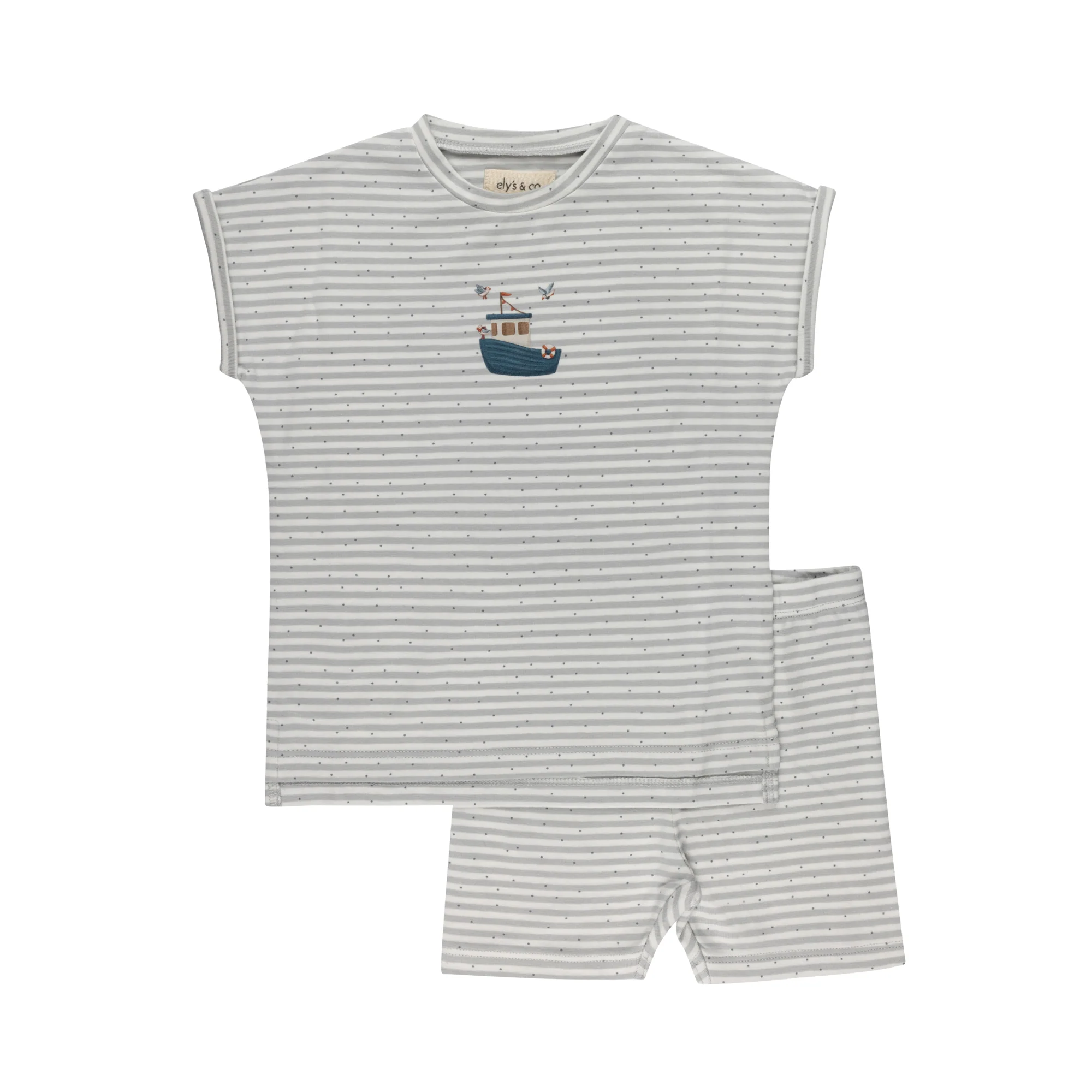 Boys Tshirt and Shorts Set - Blue - Nautical Stripe