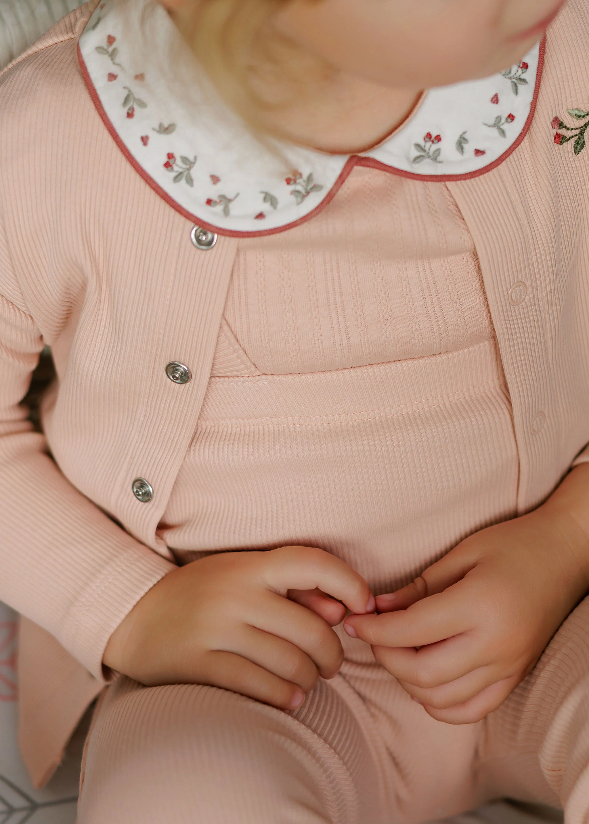 Girls Cardigan – Pink – Embroidered - Image 2