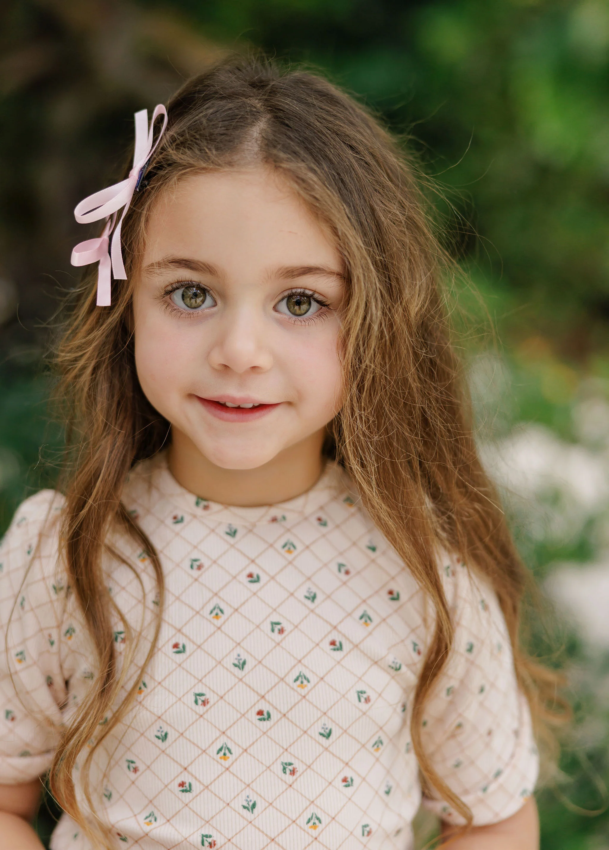 Girls Tee - Pink - Floral Grid - Image 4