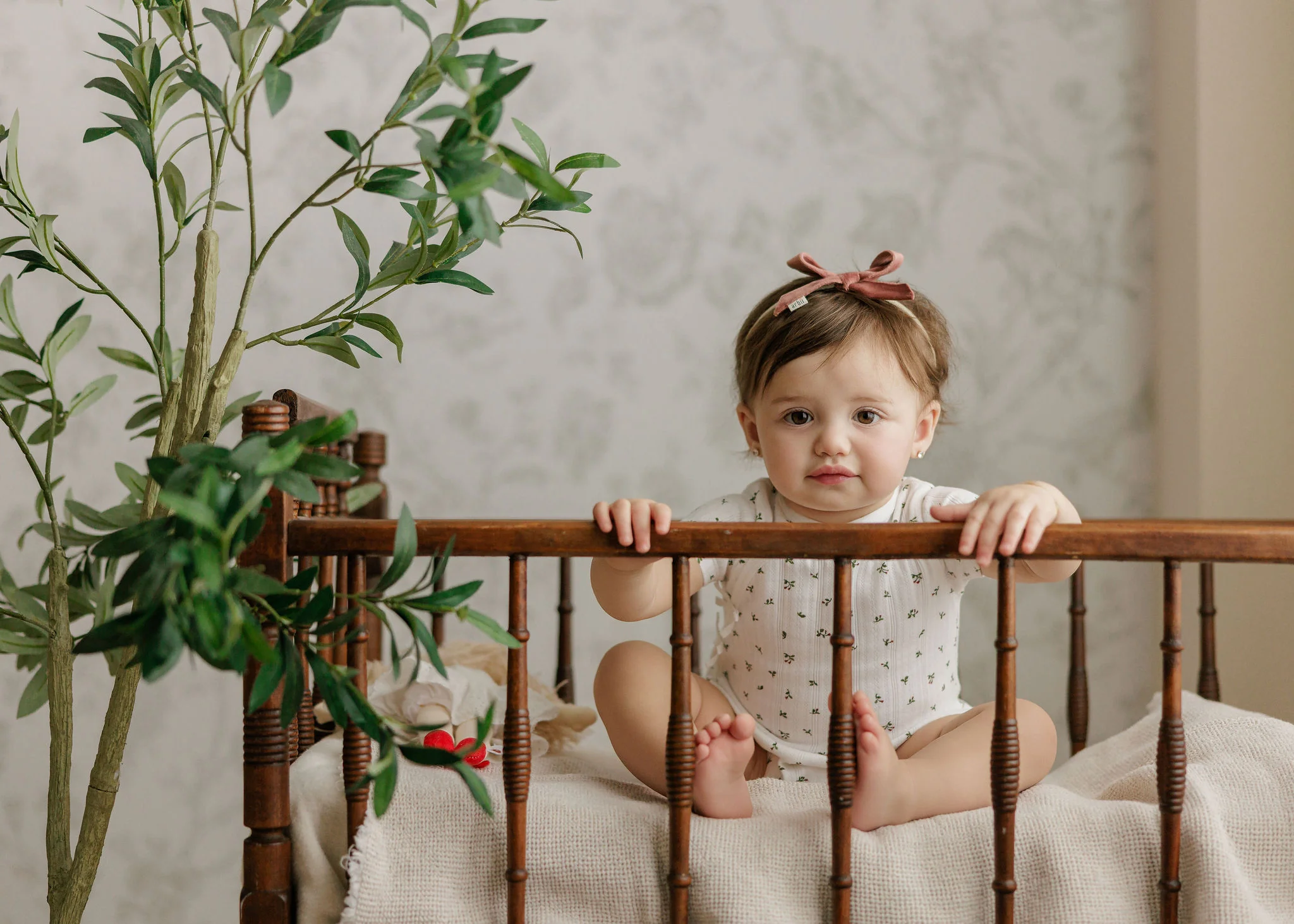 Baby Girl Layette Set – Ivory Pink – Floral Pointelle - Image 4