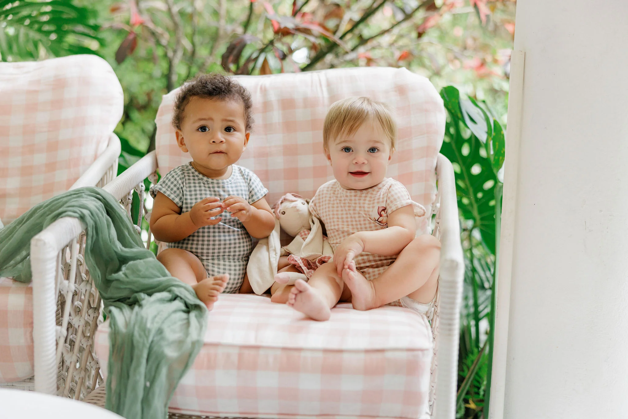 Girls Romper - Mauve - Gingham Owl - Image 2