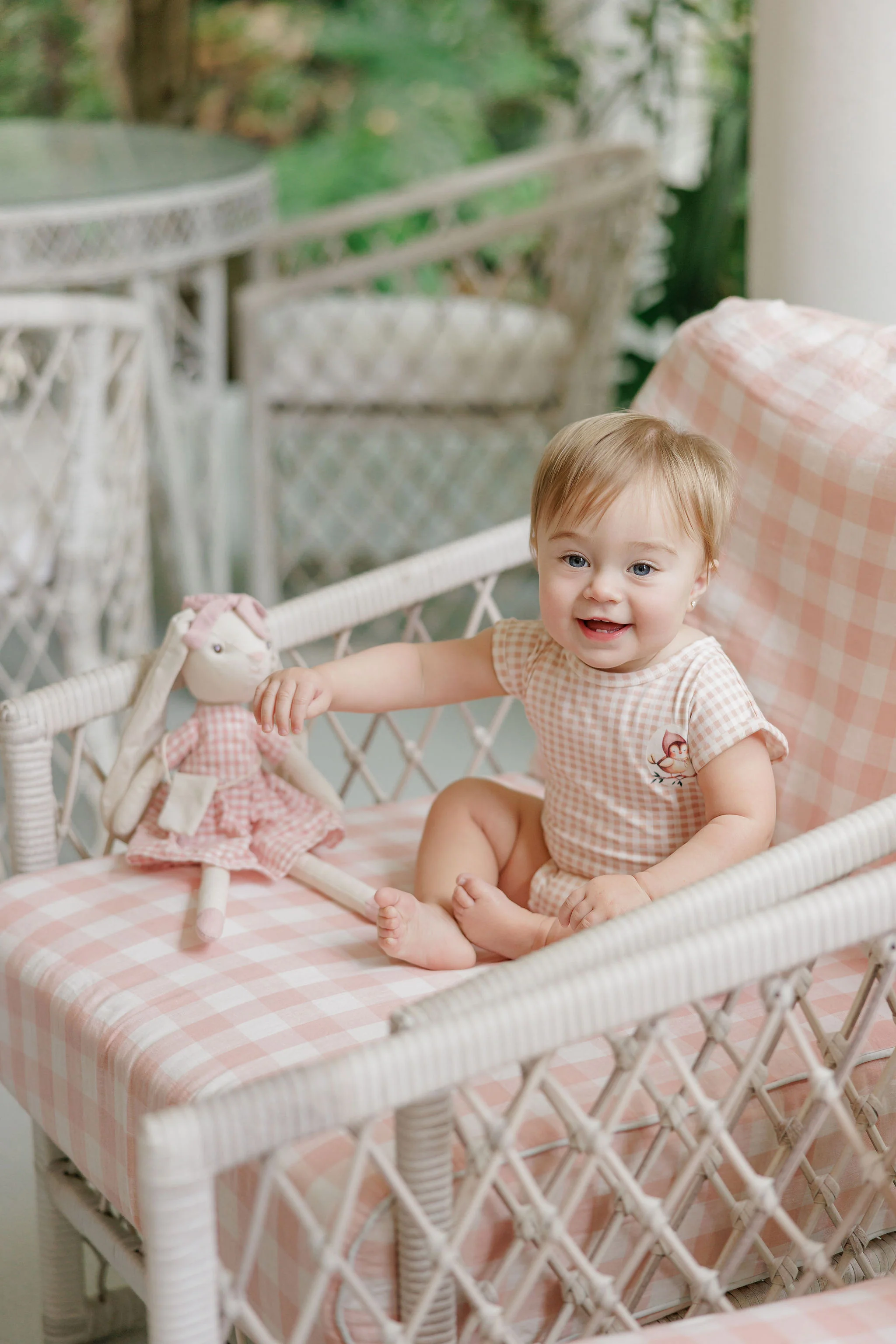 Girls Romper - Mauve - Gingham Owl - Image 5