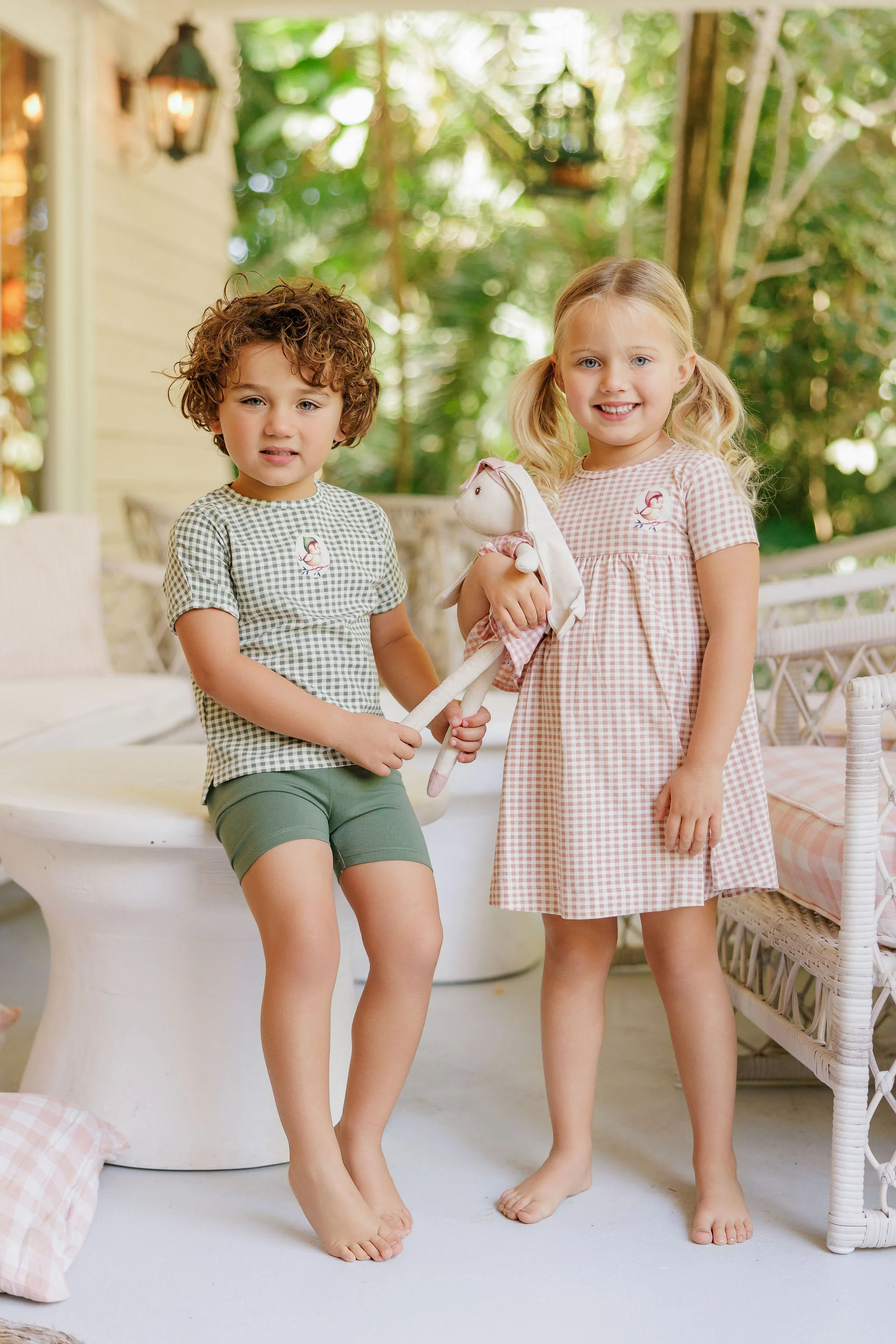 Girls Short Sleeve Dress - Mauve - Gingham Owl - Image 3