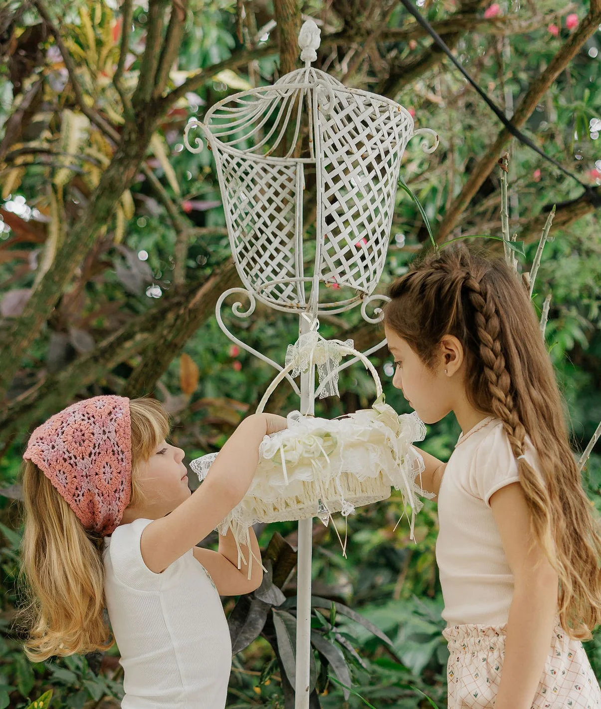 Girls Tshirt and Bloomer Set - Ivory - Embroidered Florals - Image 6