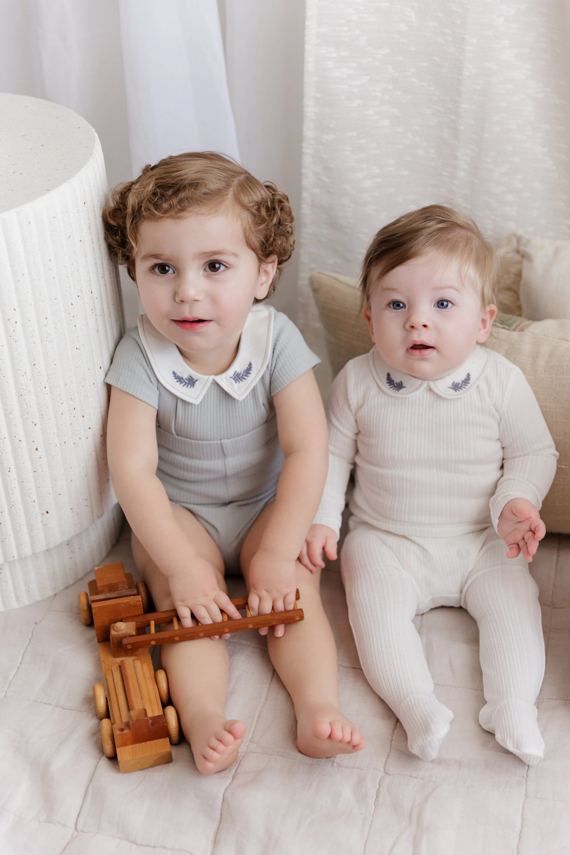 Organic Cotton Embroidered Collar Collection - Two Piece Set - Boys - Image 6