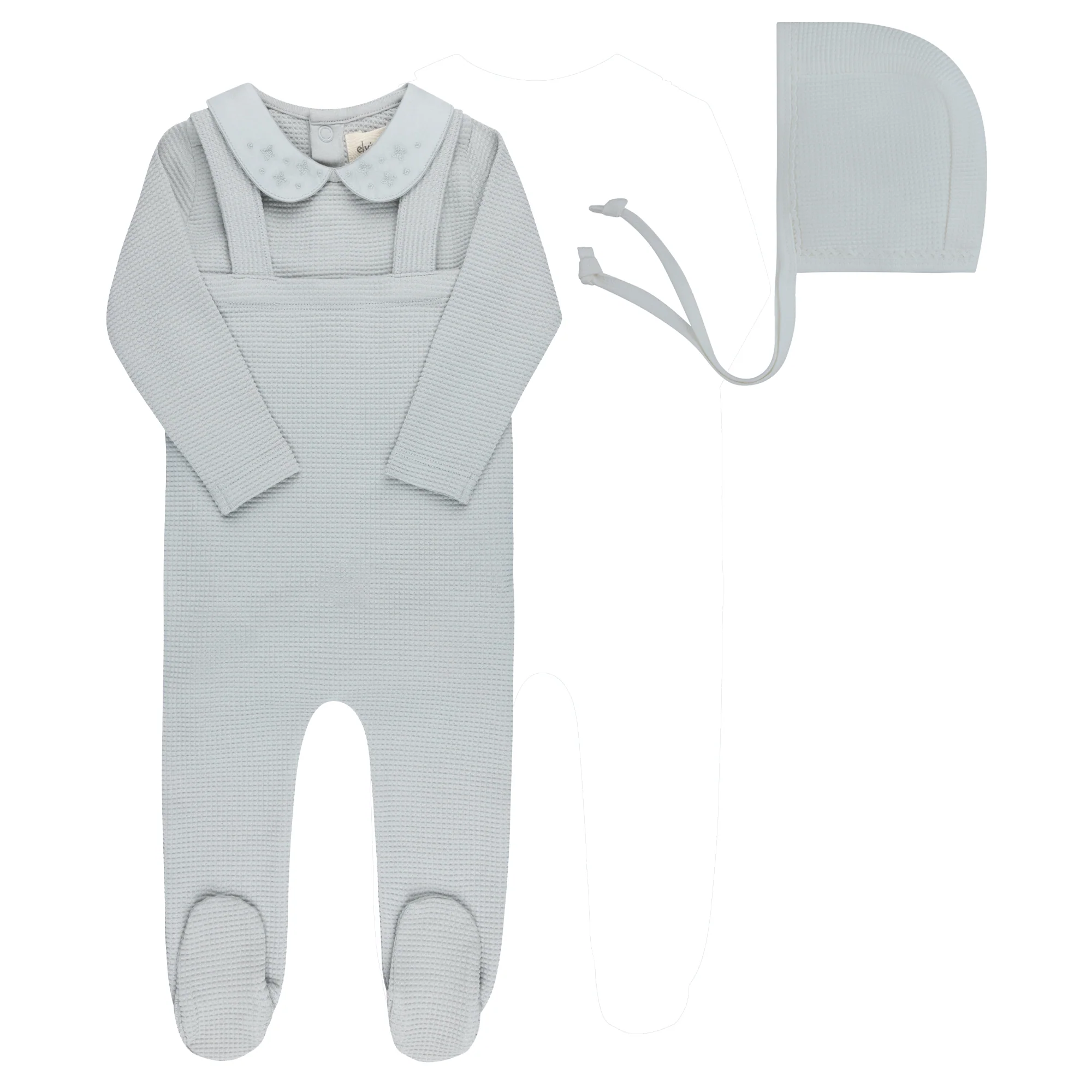 Embroidered Collar Collection - Bodysuit + Overalls + Bonnet