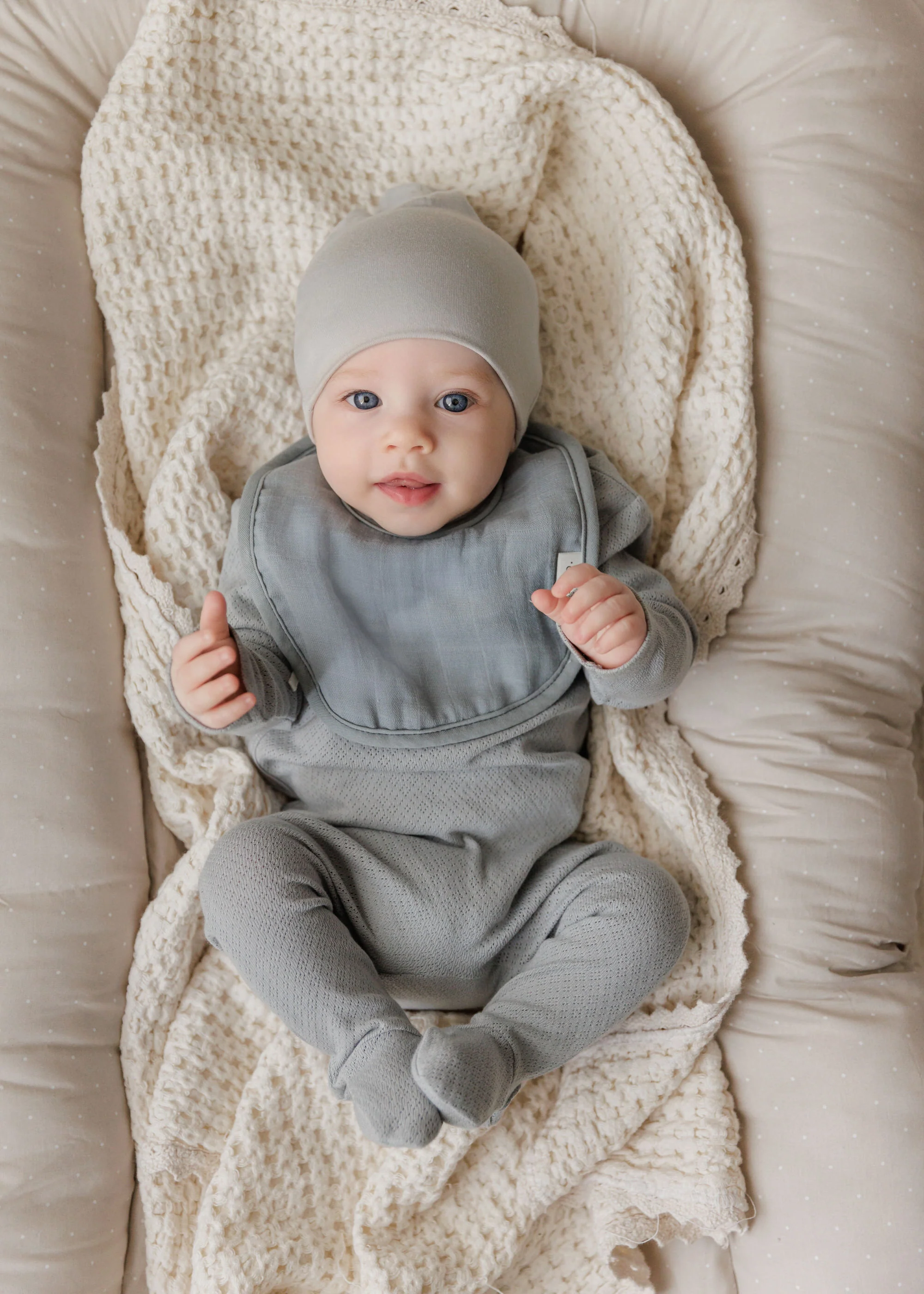 Organic Cotton Embroidered Collar Collection - Footie + Bonnet - Image 13