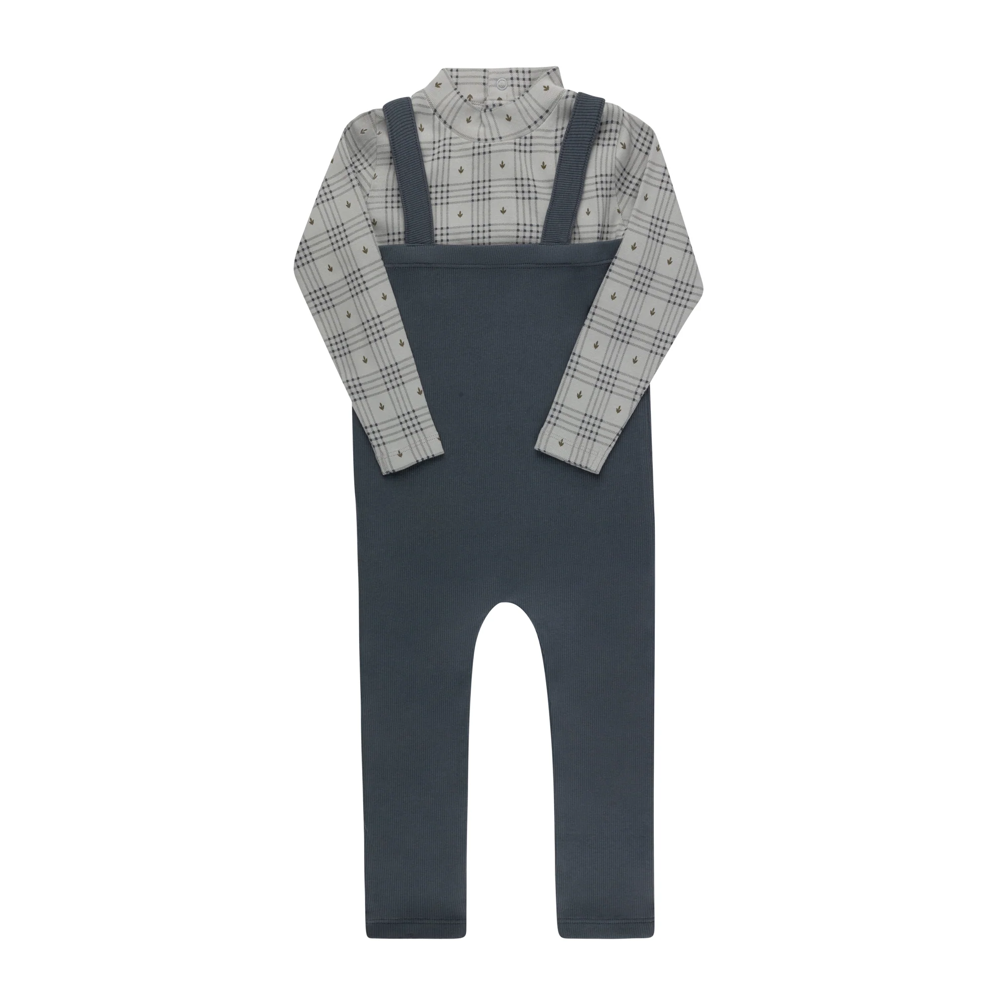 Cotton Floral Plaid Collection - Bodysuit + Overalls