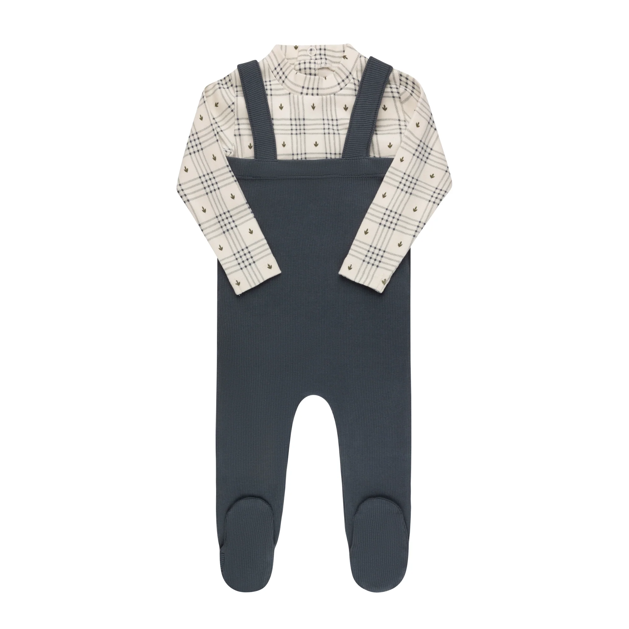 Cotton Floral Plaid Collection - Bodysuit + Overalls - Image 5
