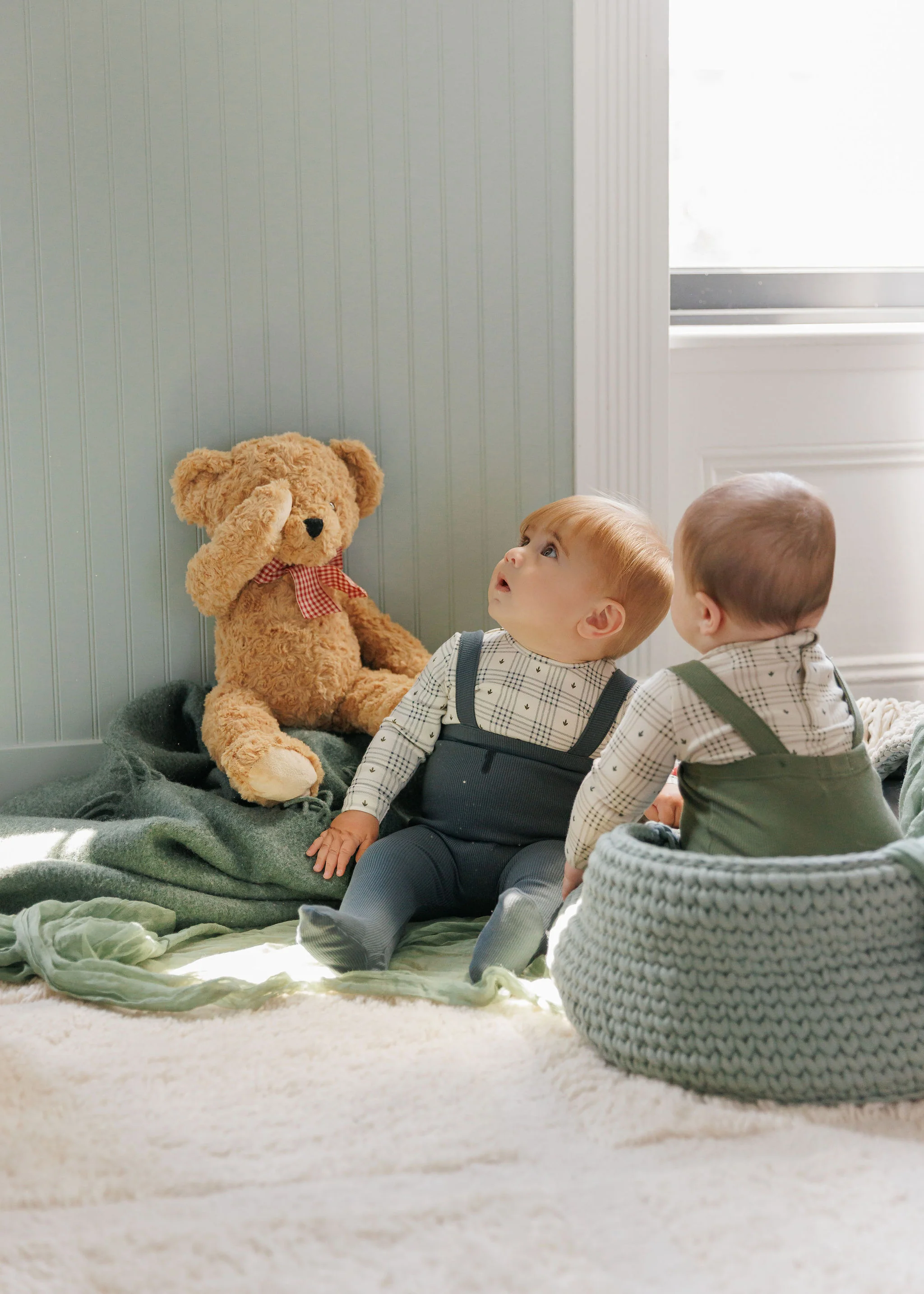 Cotton Floral Plaid Collection - Bodysuit + Overalls - Image 6