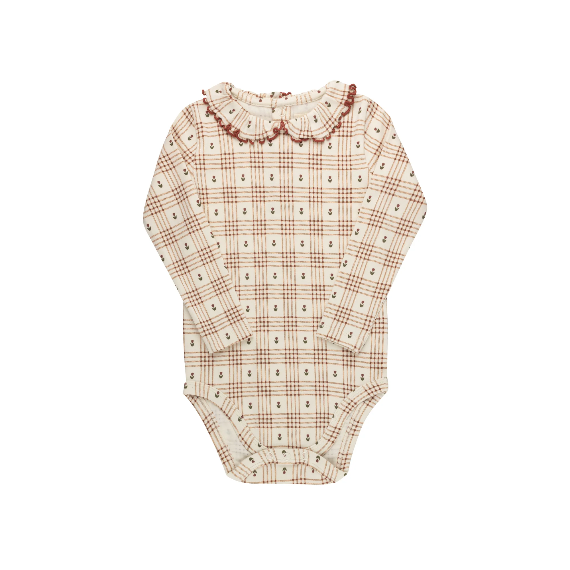 Cotton Floral Plaid Collection - Bodysuit + Overalls - Image 4