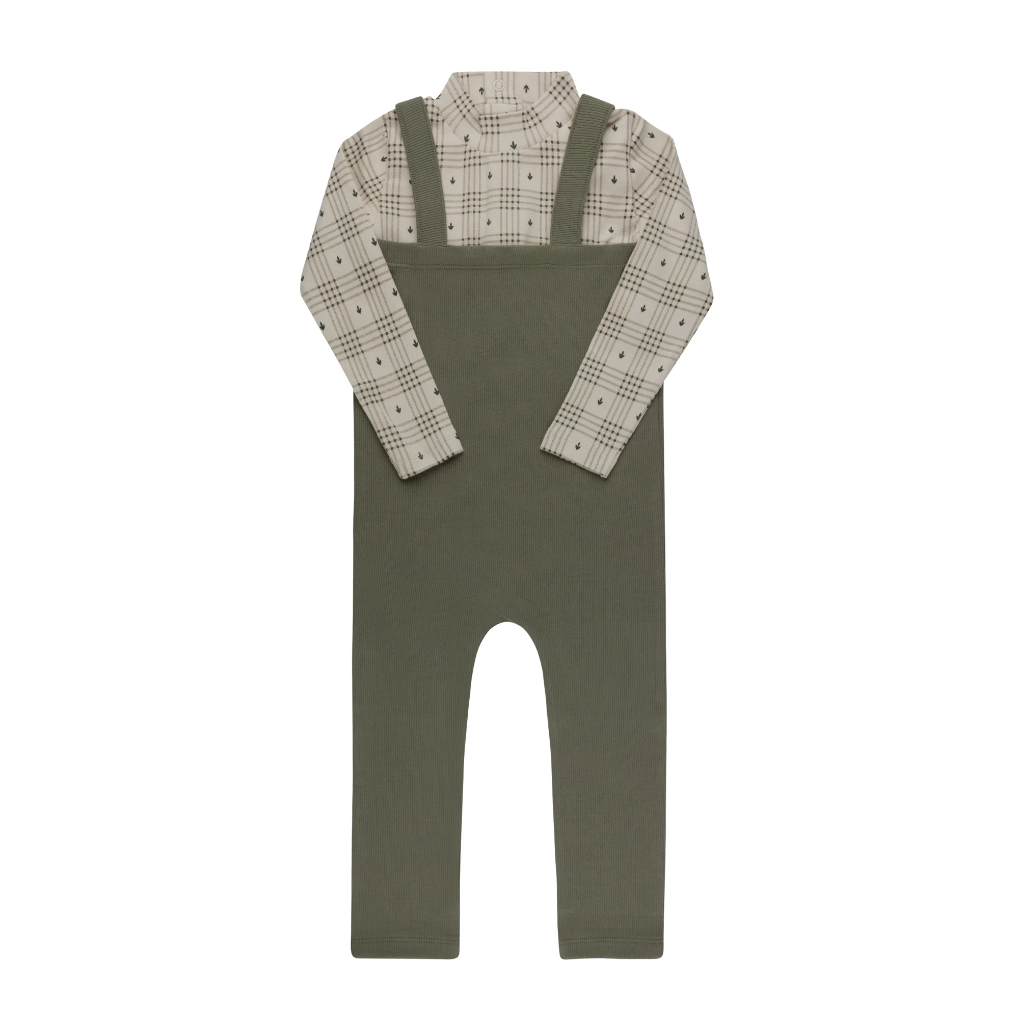 Cotton Floral Plaid Collection - Bodysuit + Overalls - Image 4