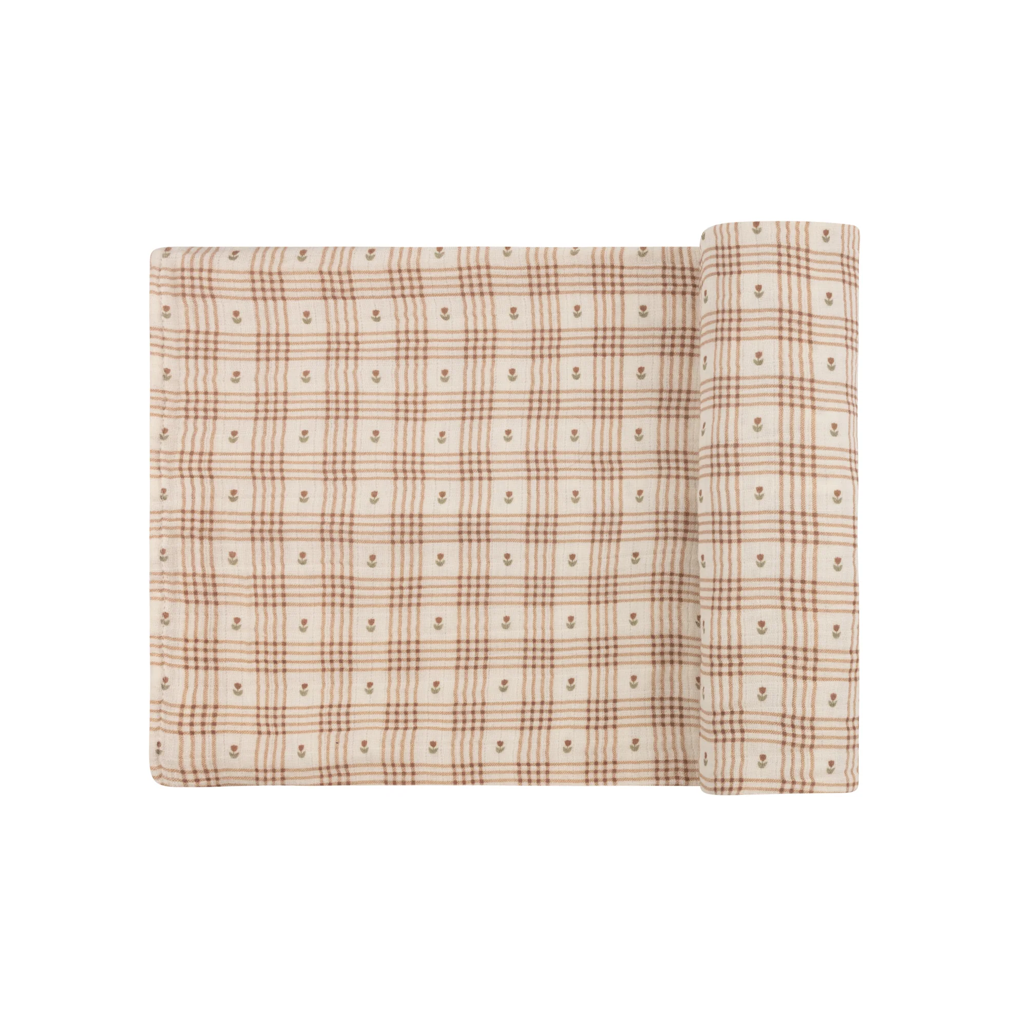 Cotton Floral Plaid Collection - Muslin Swaddle - Image 4
