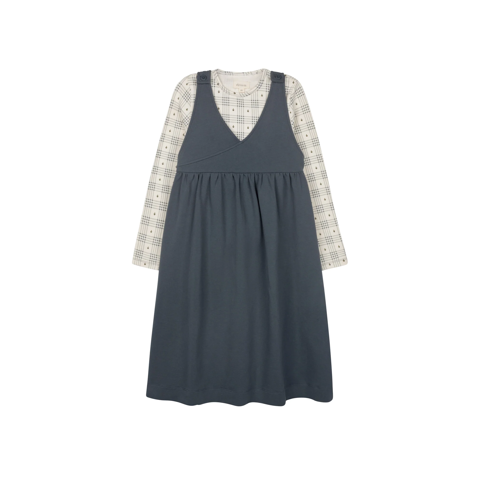 Cotton Floral Plaid Collection - Ruffle Neck Tee - Image 4