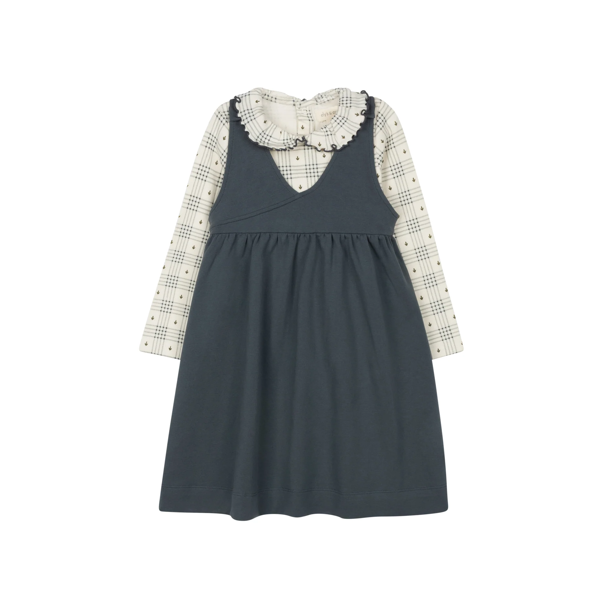 Cotton Floral Plaid Collection - Ruffle Neck Tee - Image 5