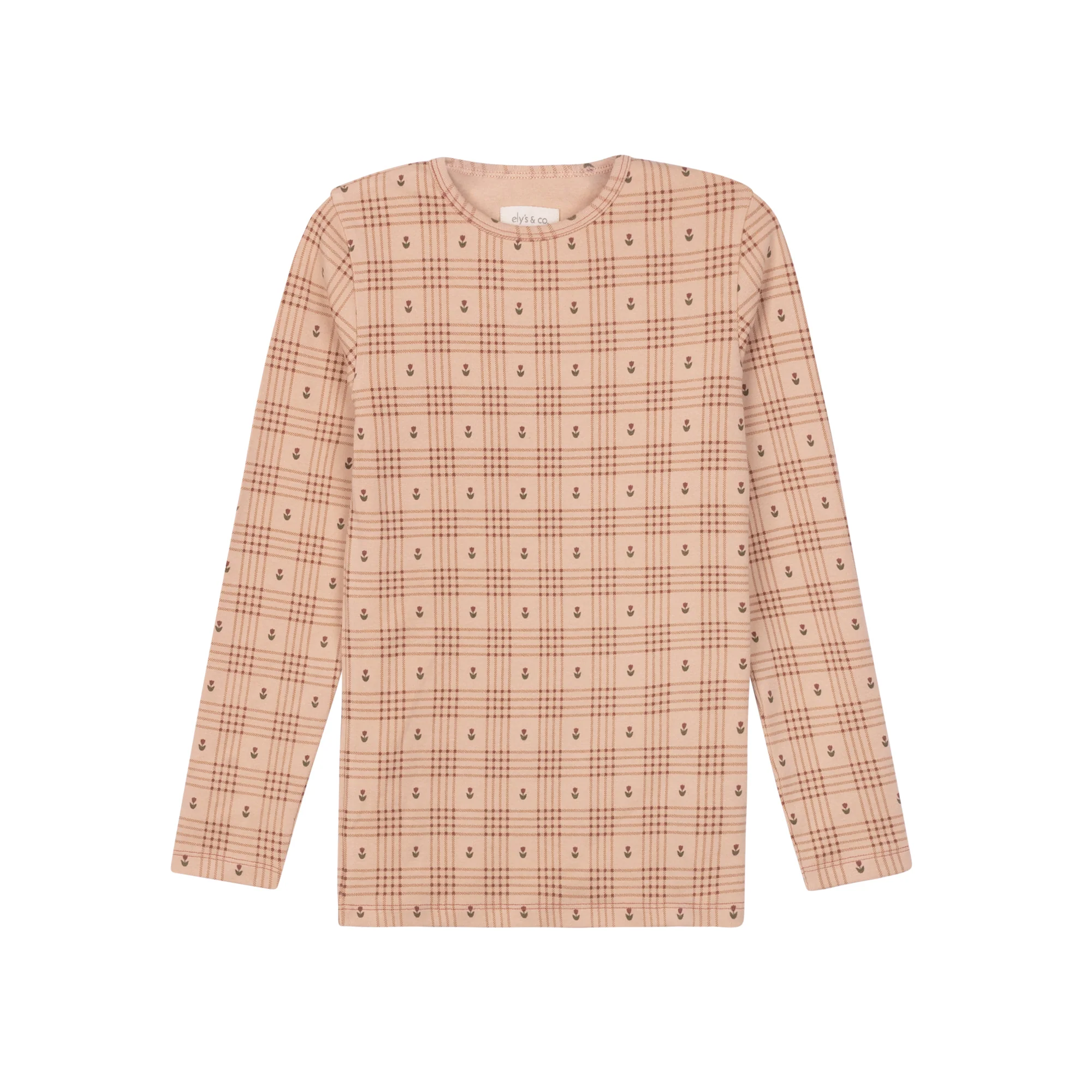 Cotton Floral Plaid Collection - Ruffle Neck Tee - Image 3